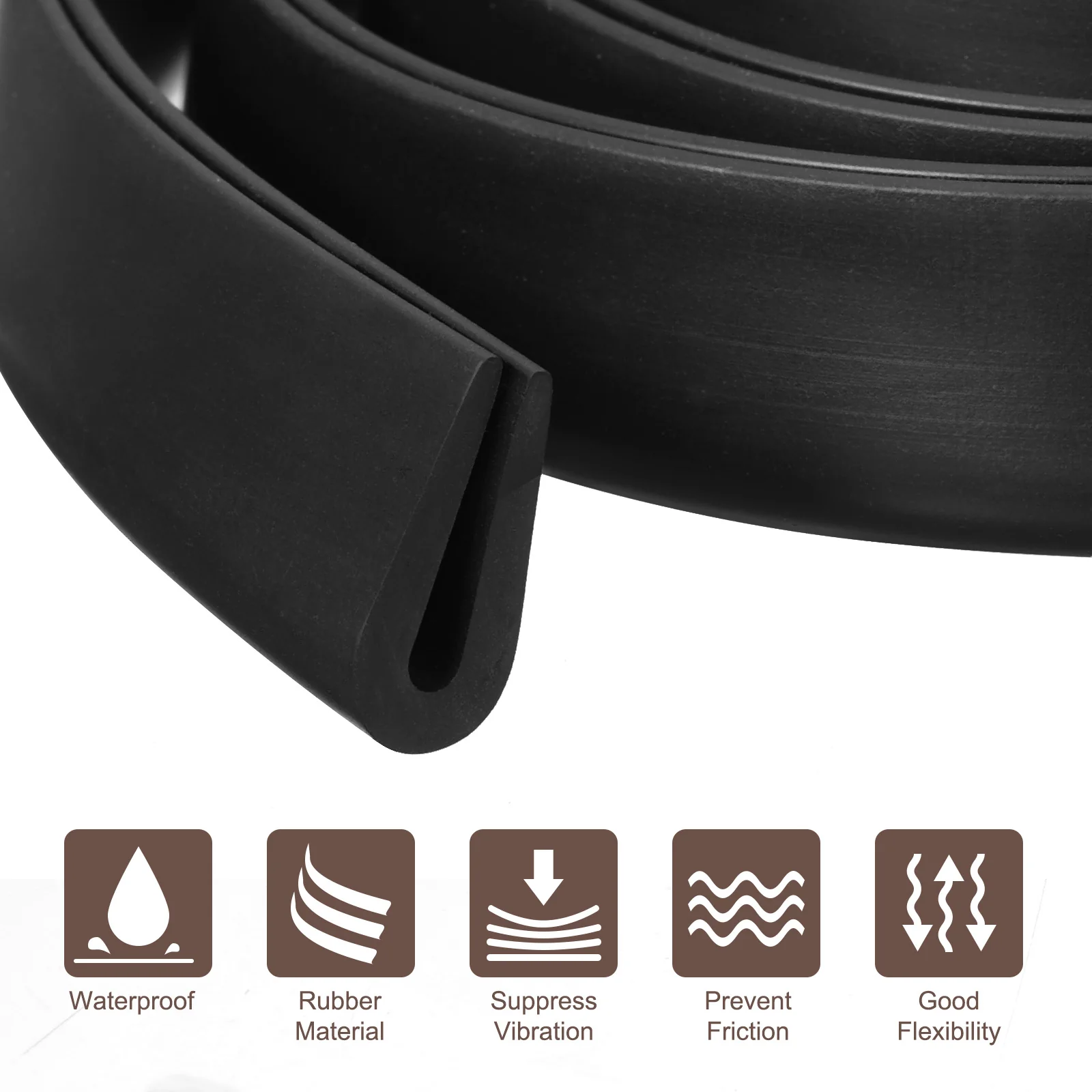 Uxcell 5/16" x 45/64"x 13.1ft Rubber U Channel Edge Trim Round Type Fit for 3mm Edge - Image 6