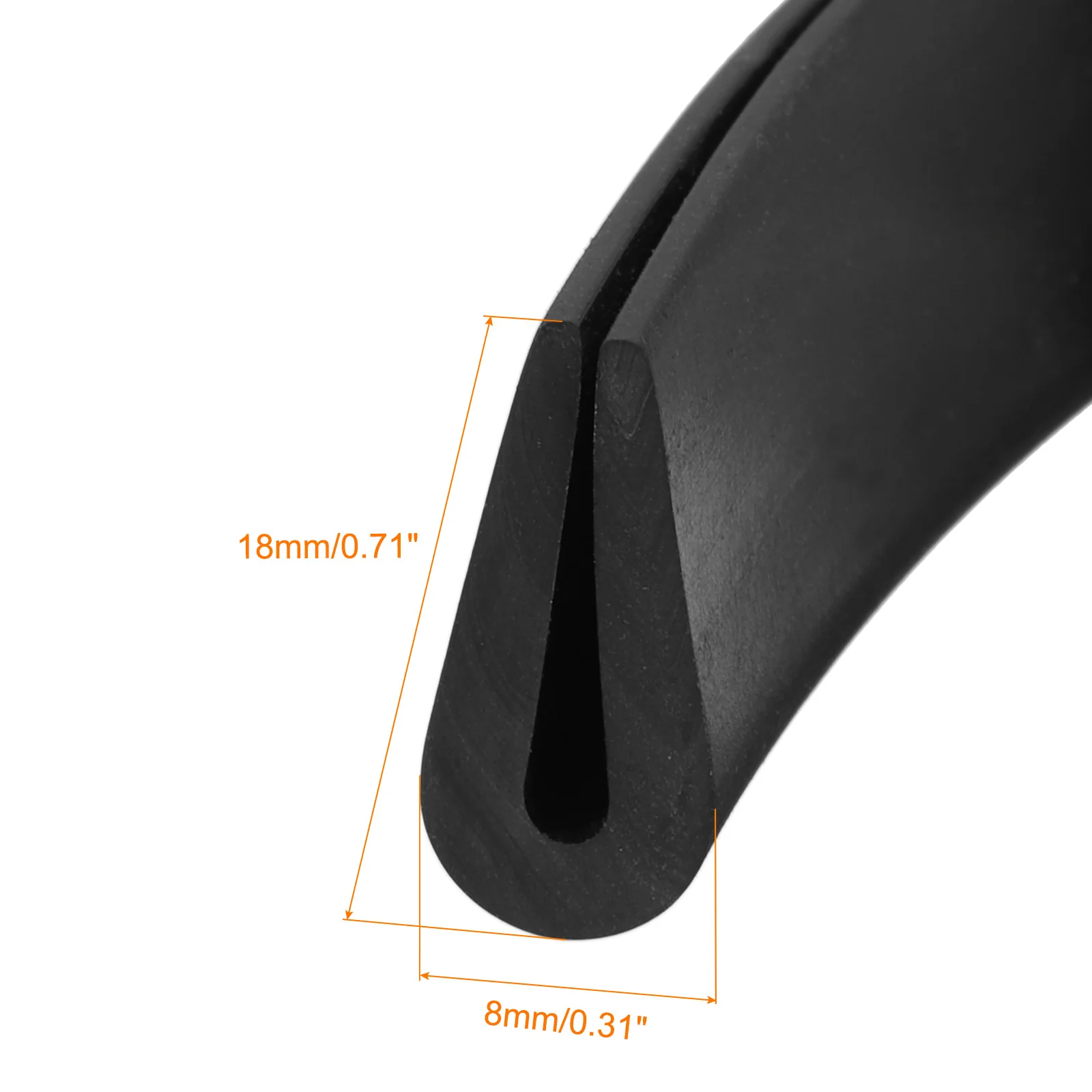 Uxcell 5/16" x 45/64"x 16.4ft Rubber U Channel Edge Trim Round Type Fit for 3mm Edge - Image 3