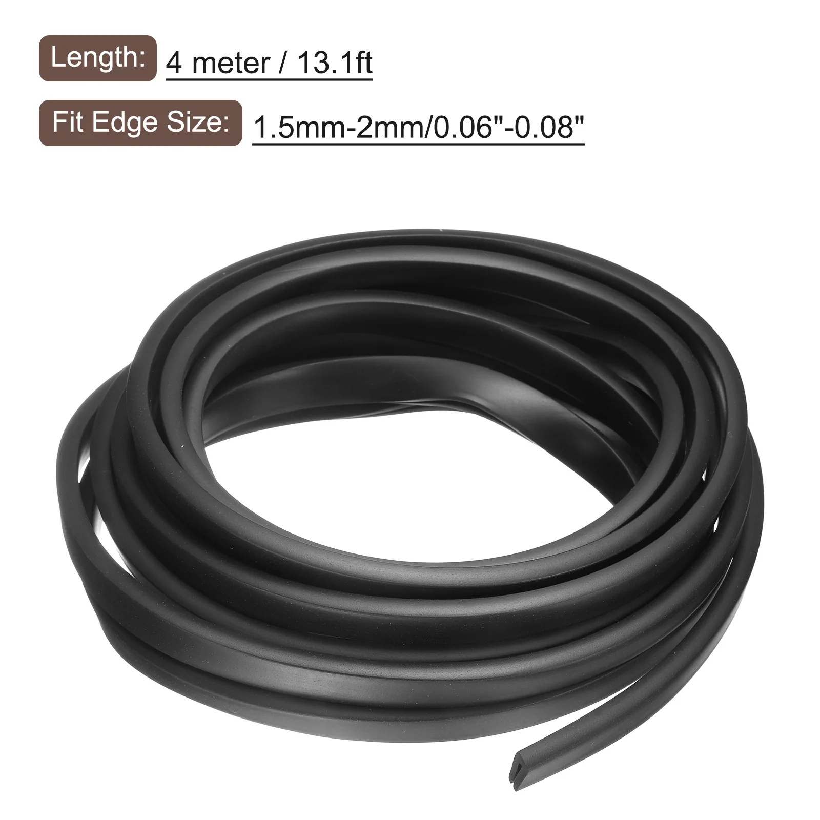 Uxcell 3/16" x 7/16"x 13.1ft Rubber U Channel Edge Trim Flat Type Fit for 1.5-2mm Edge - Image 2
