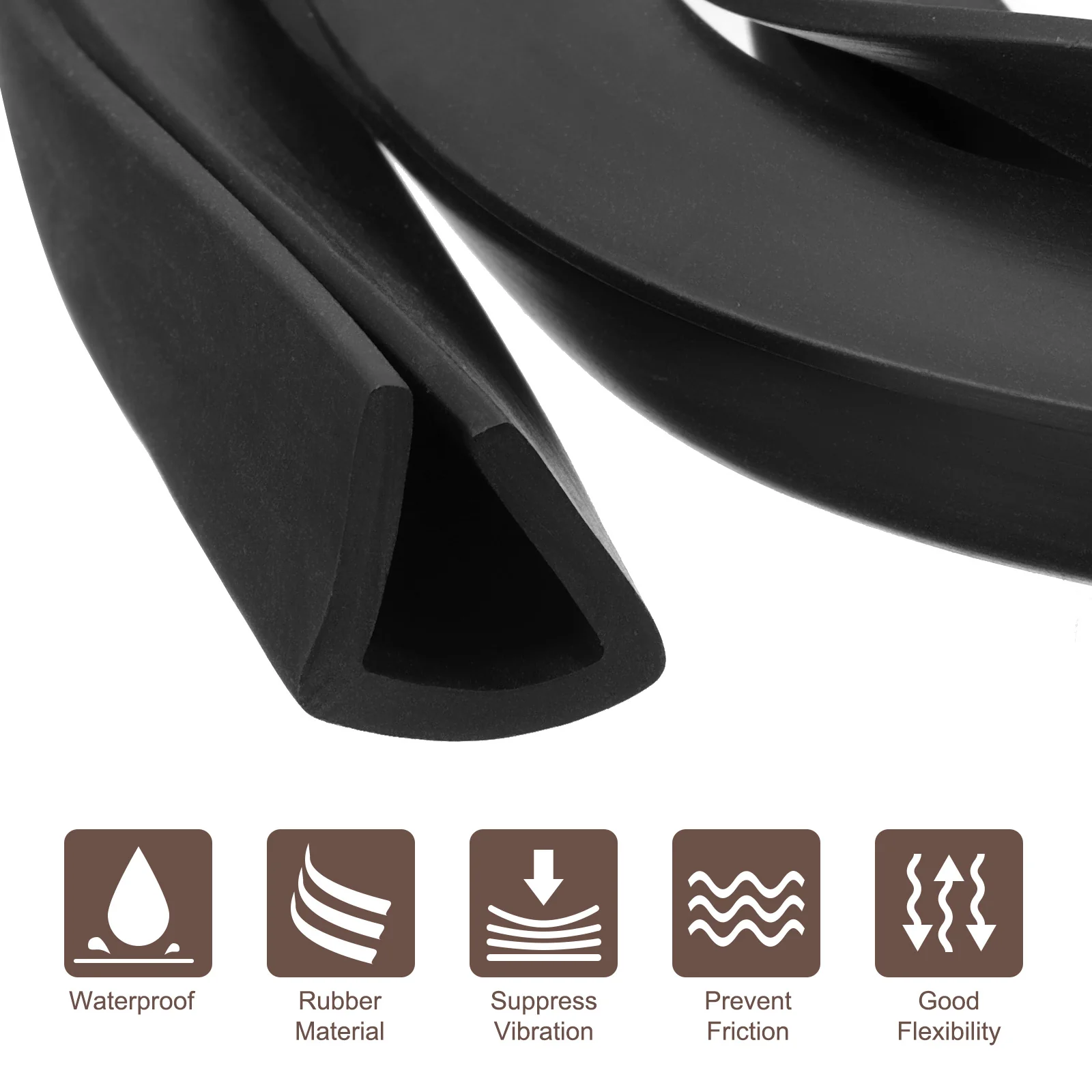 Uxcell 5/8" x 9/16"x 19.7ft Rubber U Channel Edge Trim Flat Type Fit for 12mm Edge - Image 6
