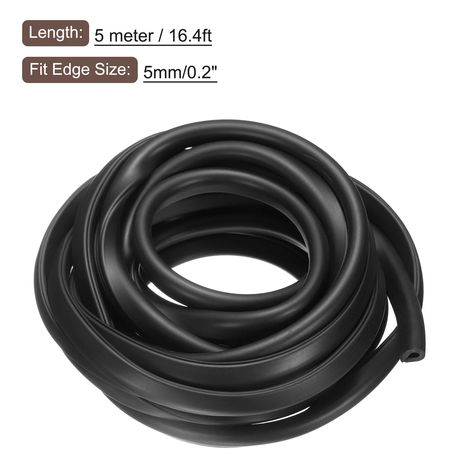 Uxcell 23/64" x 7/16"x 16.4ft Rubber U Channel Edge Trim Round Type Fit for 5mm Edge - Image 2