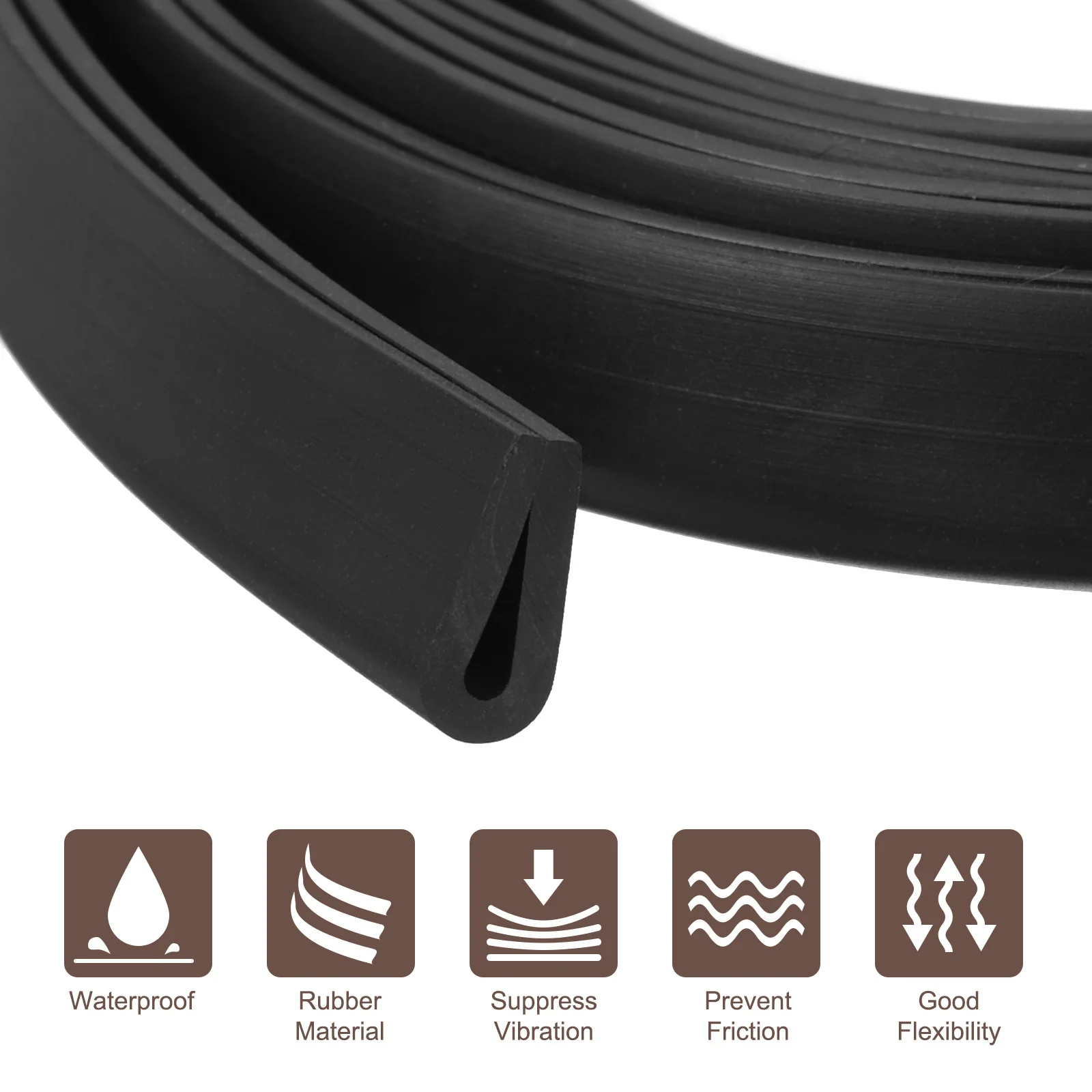 Uxcell 3/16" x 7/16"x 19.7ft Rubber U Channel Edge Trim Round Type Fit for 1.5-2mm Edge - Image 6