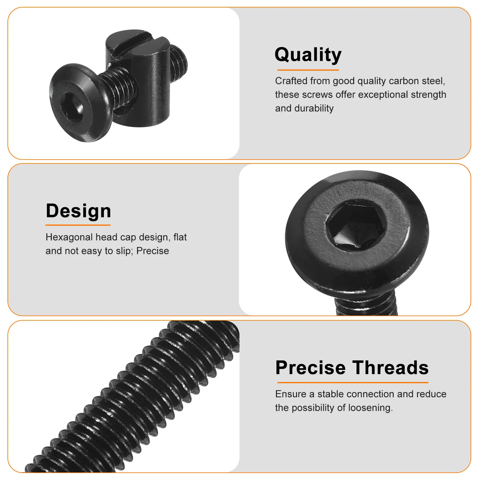 Uxcell 25Pcs Hex Socket Head Screws Bolts Barrel Nuts, M6 x 20mm Socket Furniture Bed Bolt Barrel Nuts with Wrench for Chairs Cots, Black - Image 4