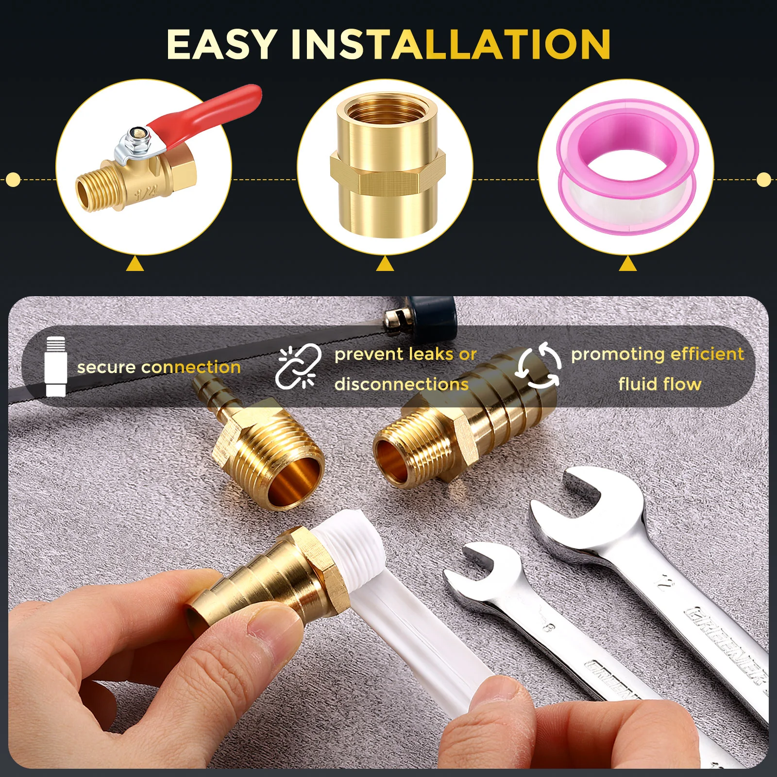 Brass Pipe Fitting, NPT FeMale x NPT FeMale Thread Brass Hex Extension Adapter for Tub Spout/Shower - Image 11