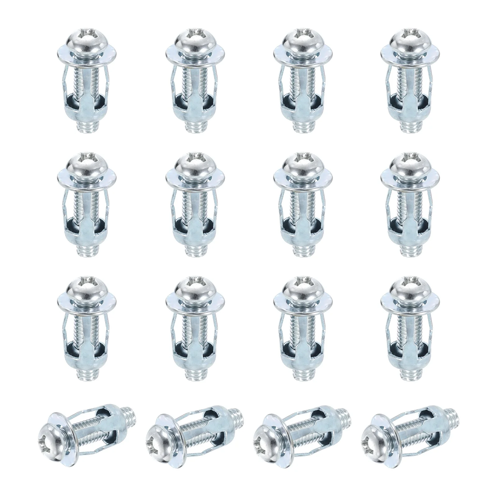 Uxcell 16 Set M8x34.5mm Jack Nuts, Carbon Steel Expansion Screw Petal Rivet Nut, Silver