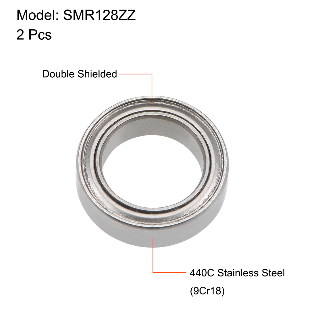 Uxcell SMR128ZZ Deep Groove Ball Bearings 8mm x 12mm x 3.5mm Double Shielded Stainless Steel 2pcs - Image 2