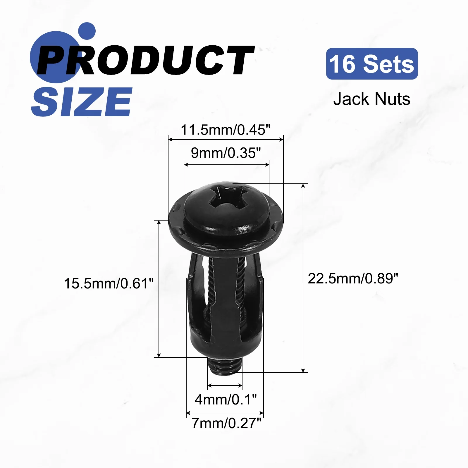 Uxcell 16 Set M4x22.5mm Jack Nuts, Carbon Steel Expansion Screw Petal Rivet Nut, Black - Image 2