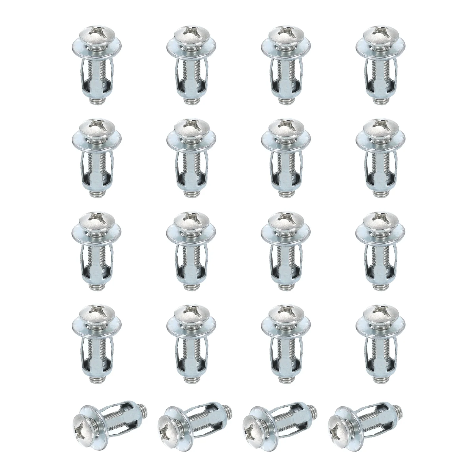 Uxcell 20 Set M6x28mm Jack Nuts, Carbon Steel Expansion Screw Petal Rivet Nut, Silver