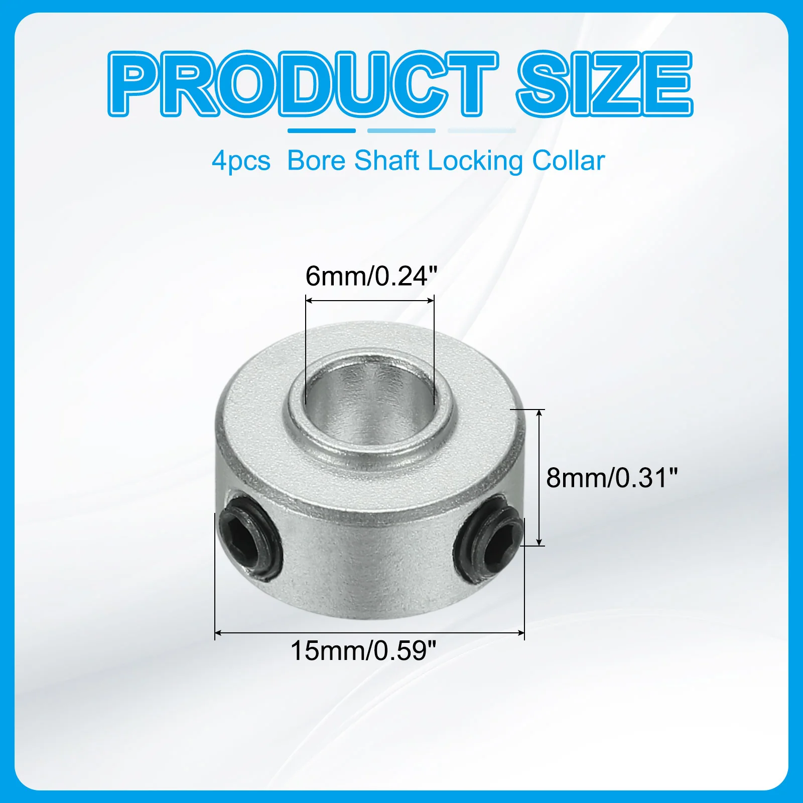 4pcs Aluminium Alloy Shaft Collar, 1/4" ID 9/16" OD 5/16" Thickness - Image 2