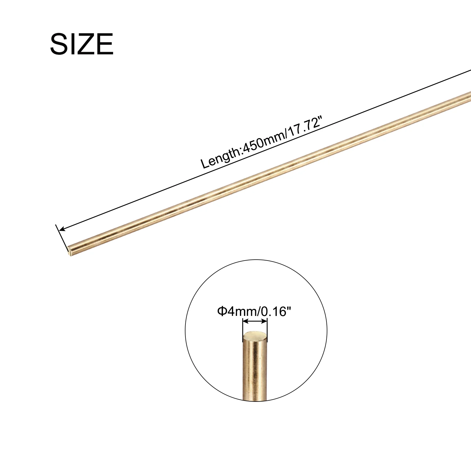 Uxcell 4mm x 450mm Brass Round Rod, Metal Solid Shaft Rods Lathe Bar 4pcs - Image 2