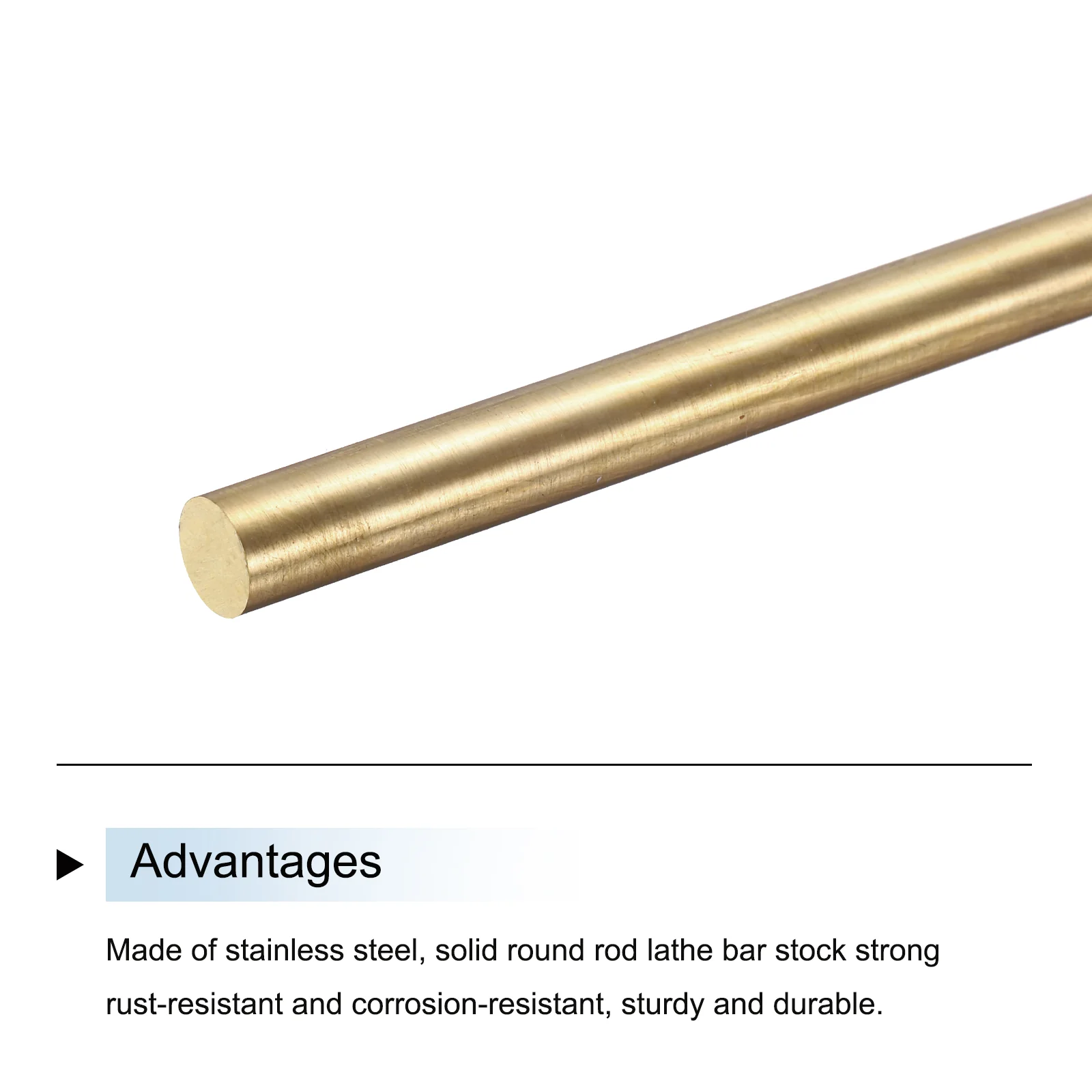 Uxcell 9.5mm x 250mm Brass Round Rod, Metal Solid Shaft Rods Lathe Bar 2pcs - Image 4