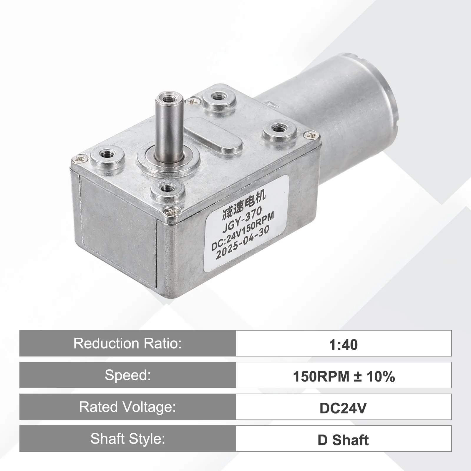 DC24V Worm Gear Motor, 150RPM 14mm D Shaft Speed Reduction with Bracket&Screws - Image 4