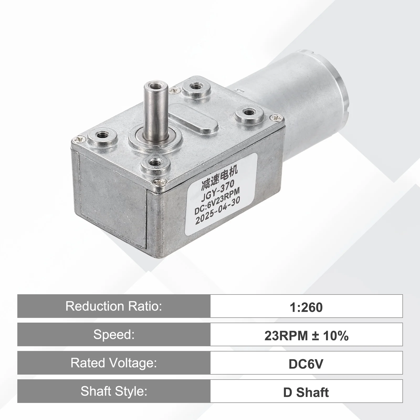 DC6V Worm Gear Motor, 23RPM 14mm D Shaft Speed Reduction with Bracket&Screws - Image 4