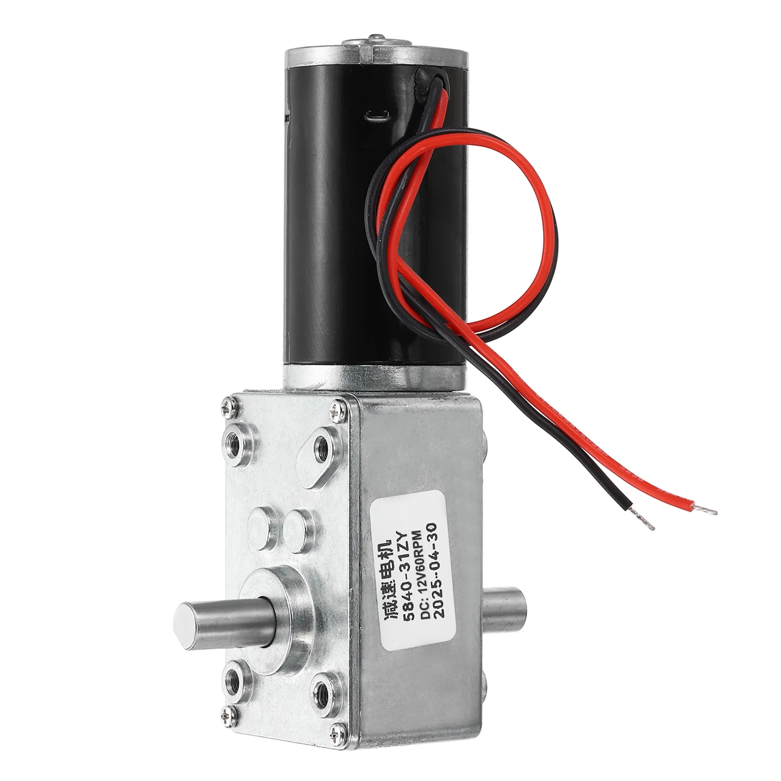 DC12V Worm Gear Motor, 60RPM 15mm D Shaft Speed Reduction