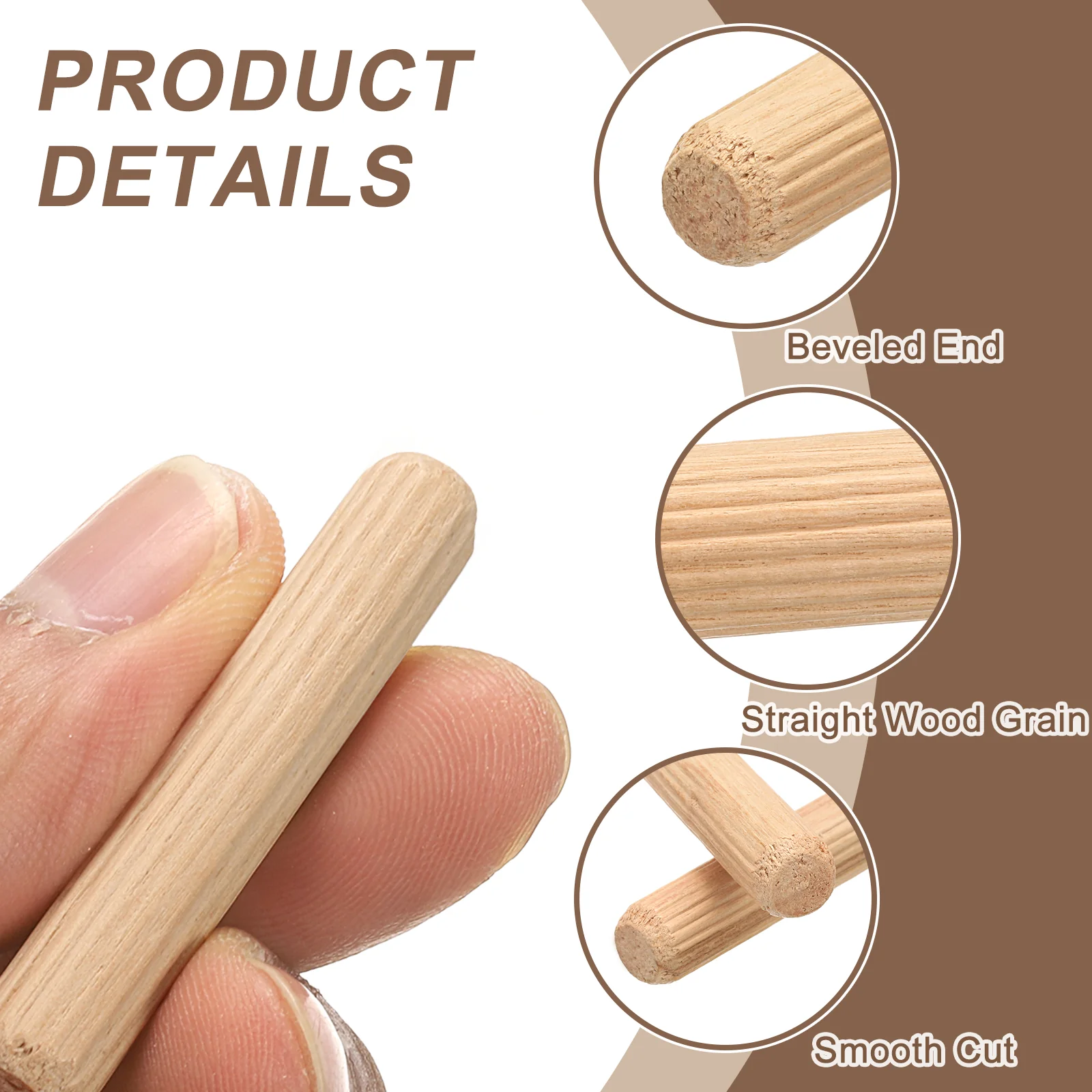 Wooden Dowel Pins 1/4"x 13/16"(6mm x 20mm) Straight Dowel Rods Count 50 - Image 3