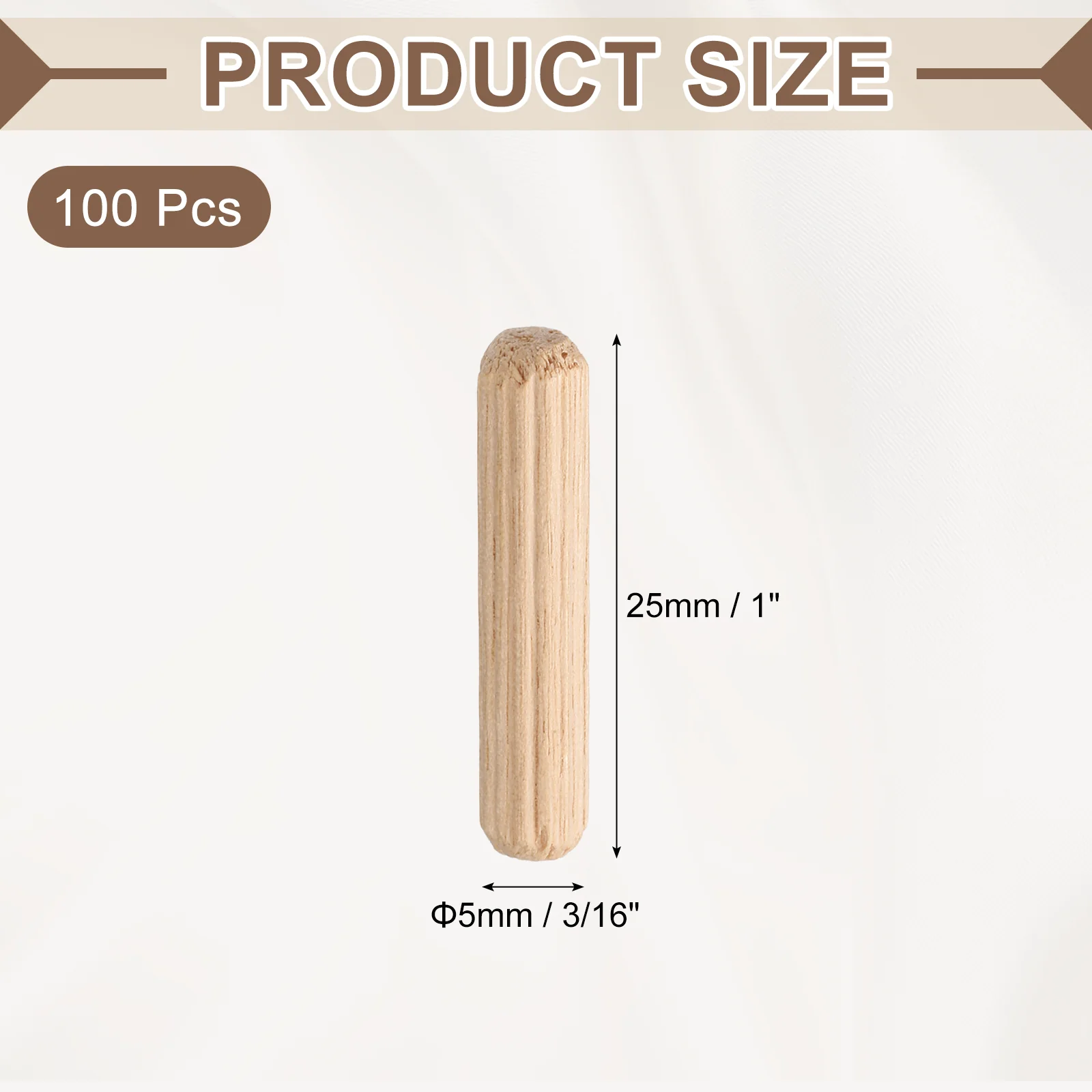 Wooden Dowel Pins 3/16"x 1"(5mm x 25mm) Straight Dowel Rods Count 100 - Image 2
