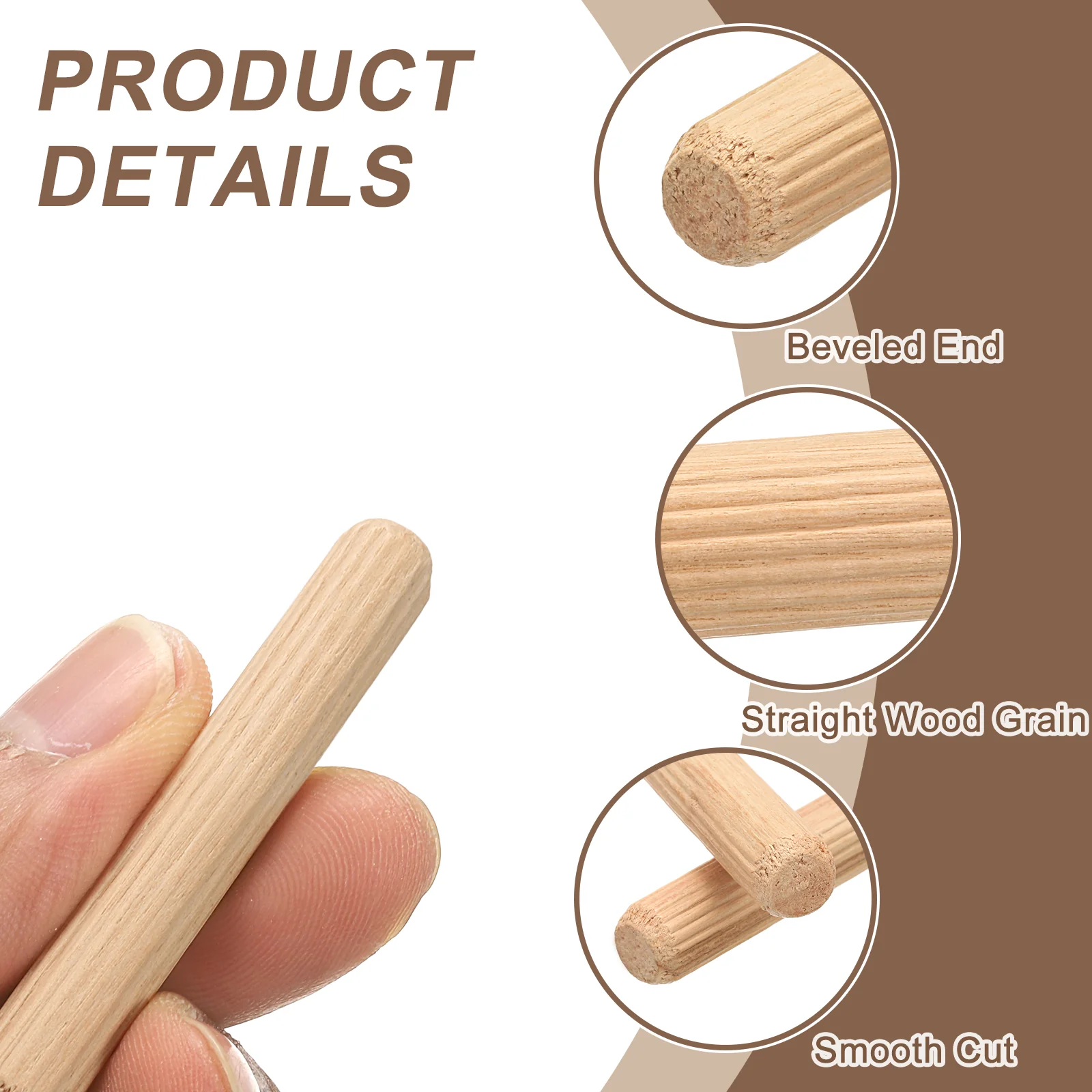 Wooden Dowel Pins 3/16"x 1"(5mm x 25mm) Straight Dowel Rods Count 100 - Image 3