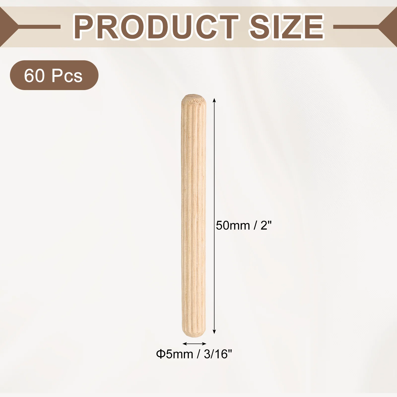 Wooden Dowel Pins 3/16"x 2"(5mm x 50mm) Straight Dowel Rods Count 60 - Image 2