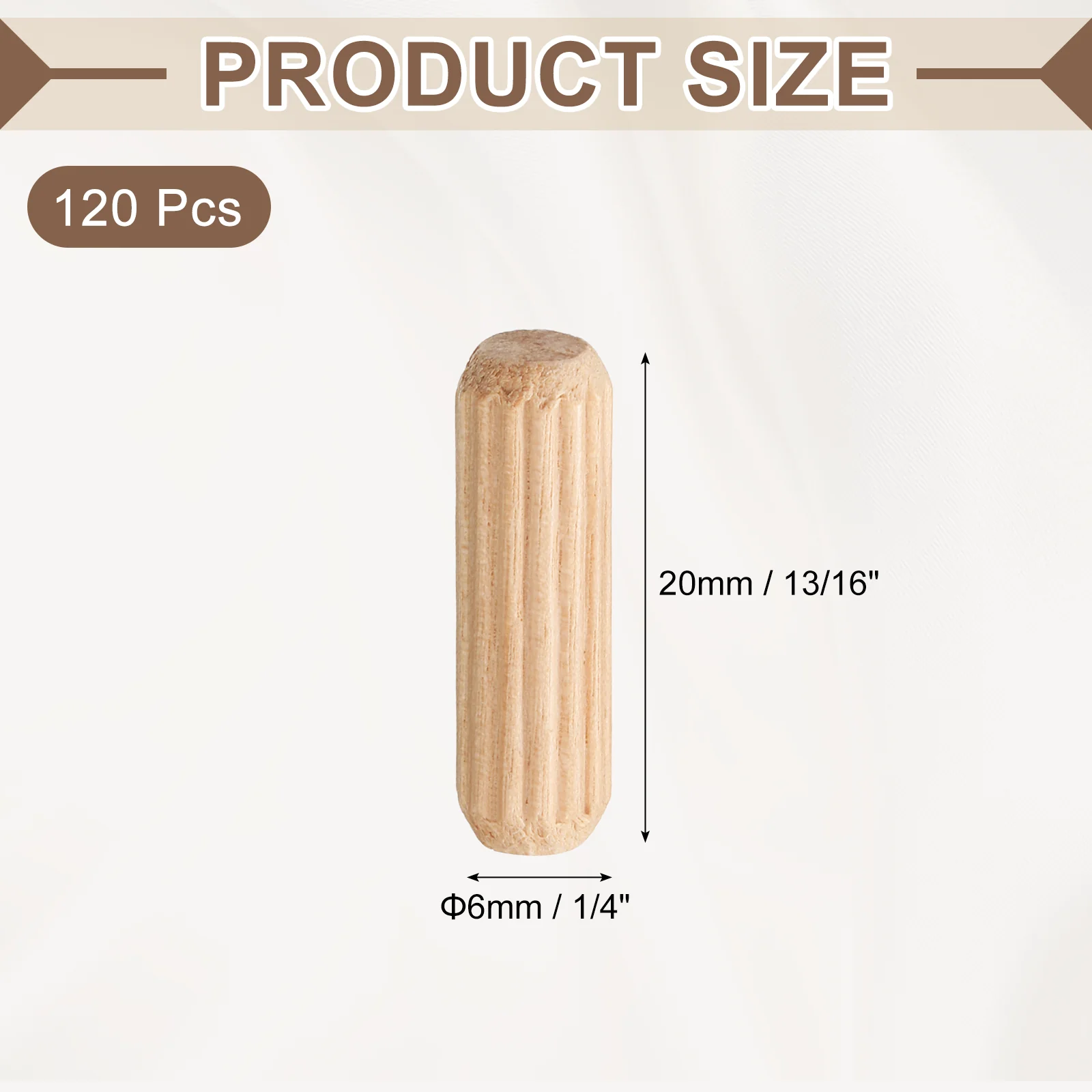 Wooden Dowel Pins 1/4"x 13/16"(6mm x 20mm) Straight Dowel Rods Count 120 - Image 2