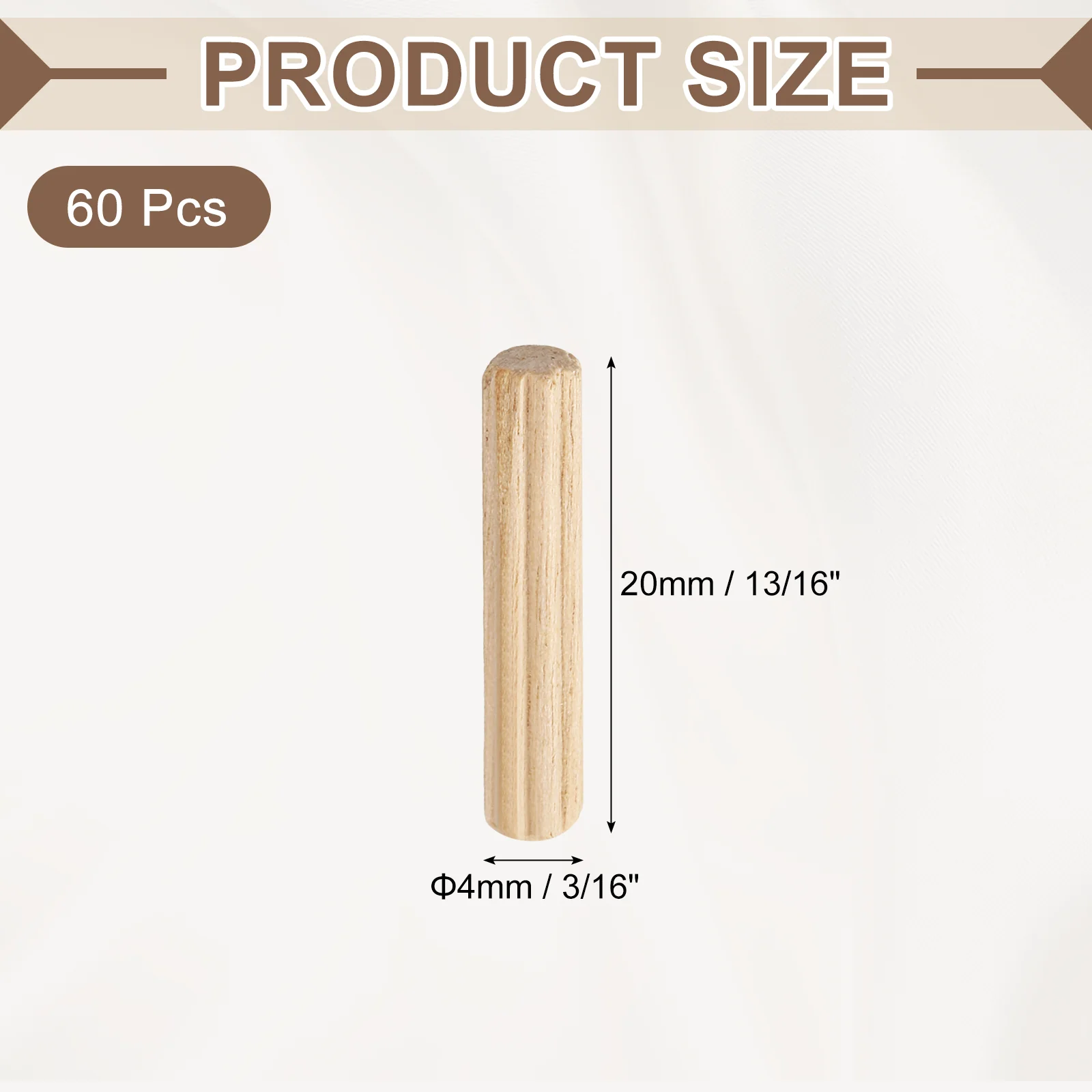Wooden Dowel Pins 3/16"x 13/16"(4mm x 20mm) Straight Dowel Rods Count 60 - Image 2