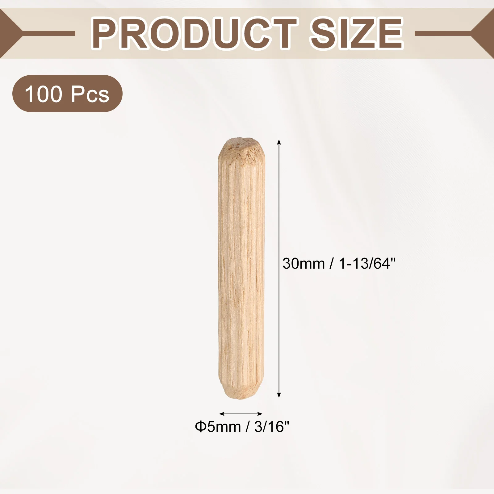 Wooden Dowel Pins 3/16"x 1-13/64" (5mm x 30mm) Straight Dowel Rods Count 100 - Image 2