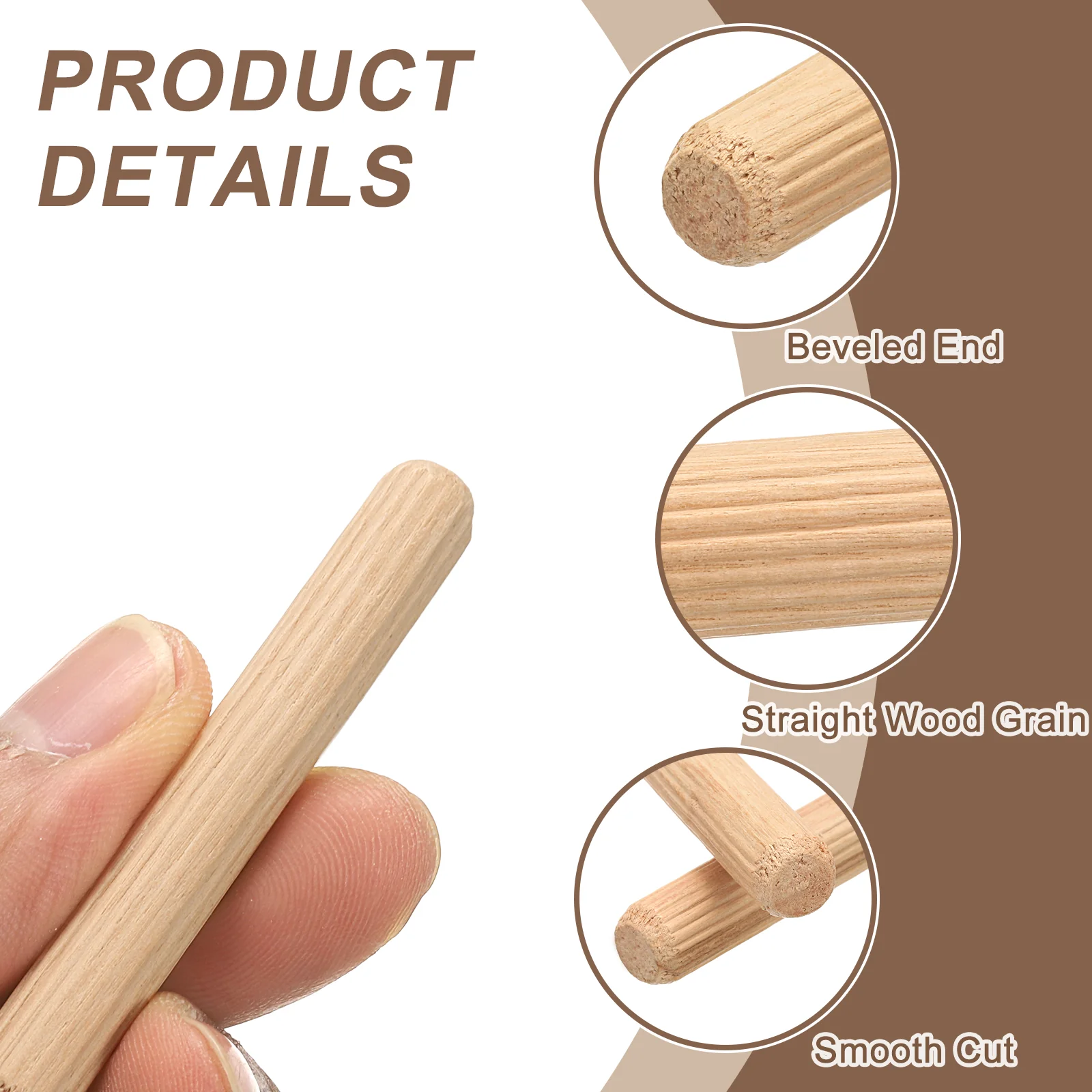 Wooden Dowel Pins 3/16"x 1-13/64" (5mm x 30mm) Straight Dowel Rods Count 100 - Image 3