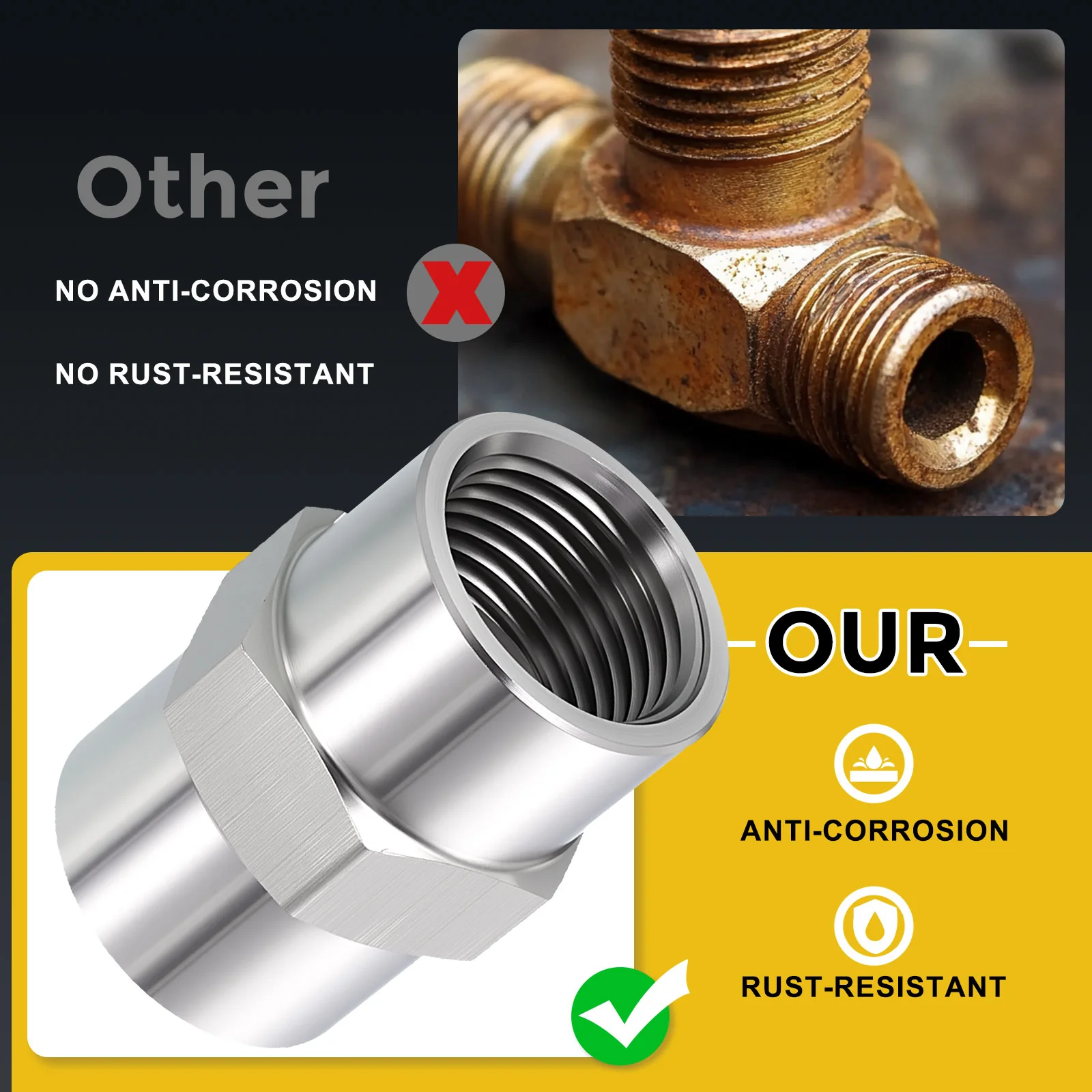 FeMale NPT x FeMale NPT Thread 304 Stainless Steel Coupling, Coupler Hex Head Adapter for Water Tub Spout/Shower - Image 12