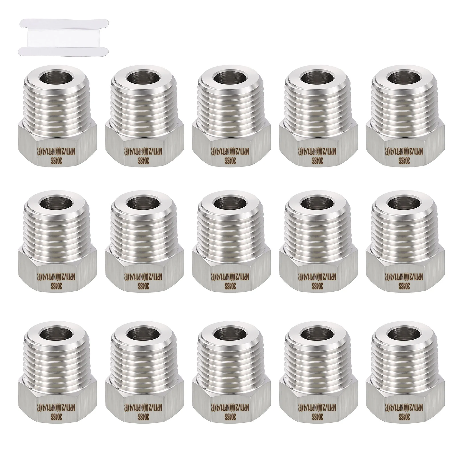 FeMale NPT Thread 304 Stainless Steel Hex Bushing Extension Tube Adapters Convert with Sealing Tape for Water Tub Spout/Shower