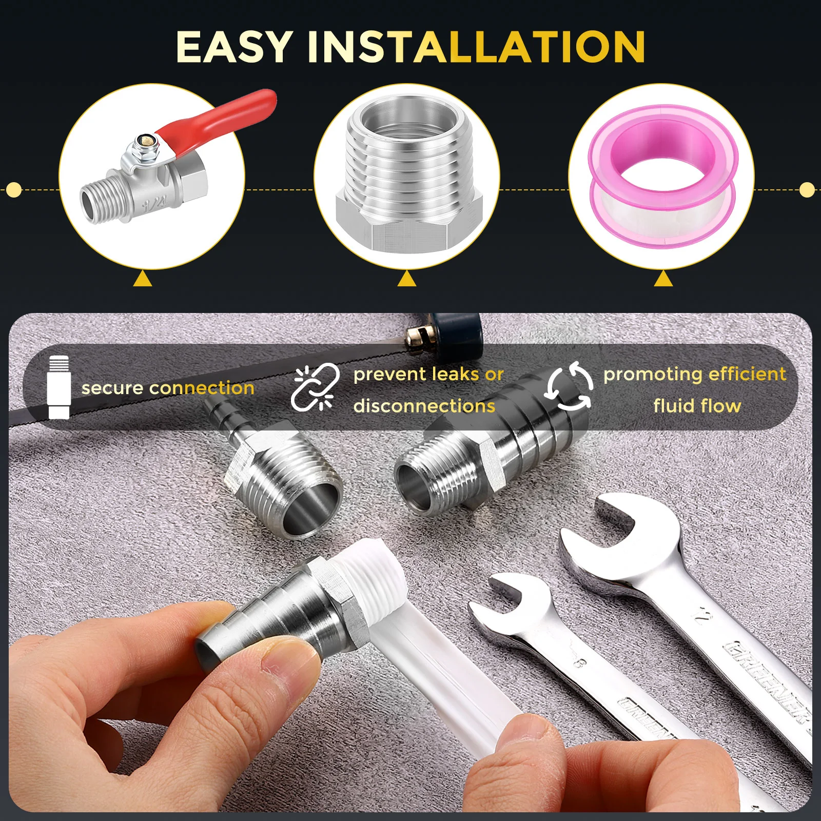 FeMale NPT Thread 304 Stainless Steel Hex Bushing Extension Tube Adapters Convert with Sealing Tape for Water Tub Spout/Shower - Image 29