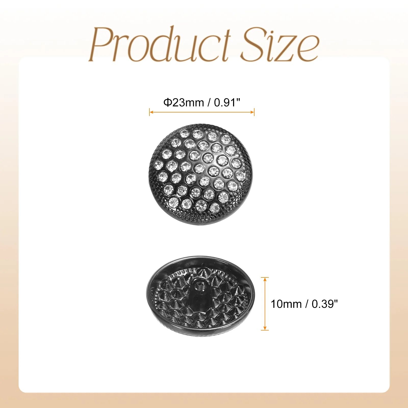 5pcs Metal Round Buttons 23mm Alloy Shank Rhinestone Sewing Buttons, Gun - Image 2