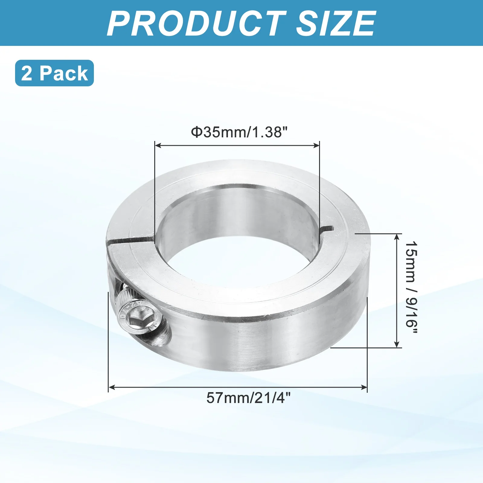 2Pcs Shaft Collar 35mm Single Split 304 Stainless Steel Clamping Shaft Collars - Image 2