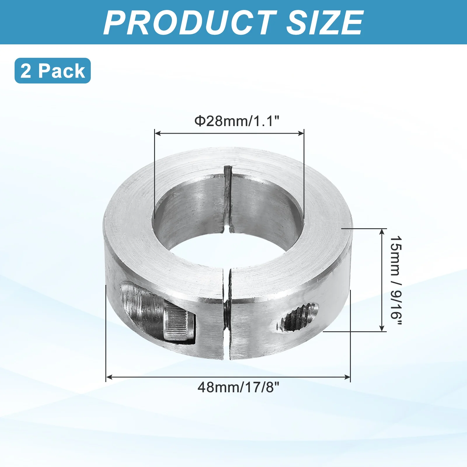 2Pcs Shaft Collar 28mm Single Split 304 Stainless Steel Clamping Shaft Collars - Image 2