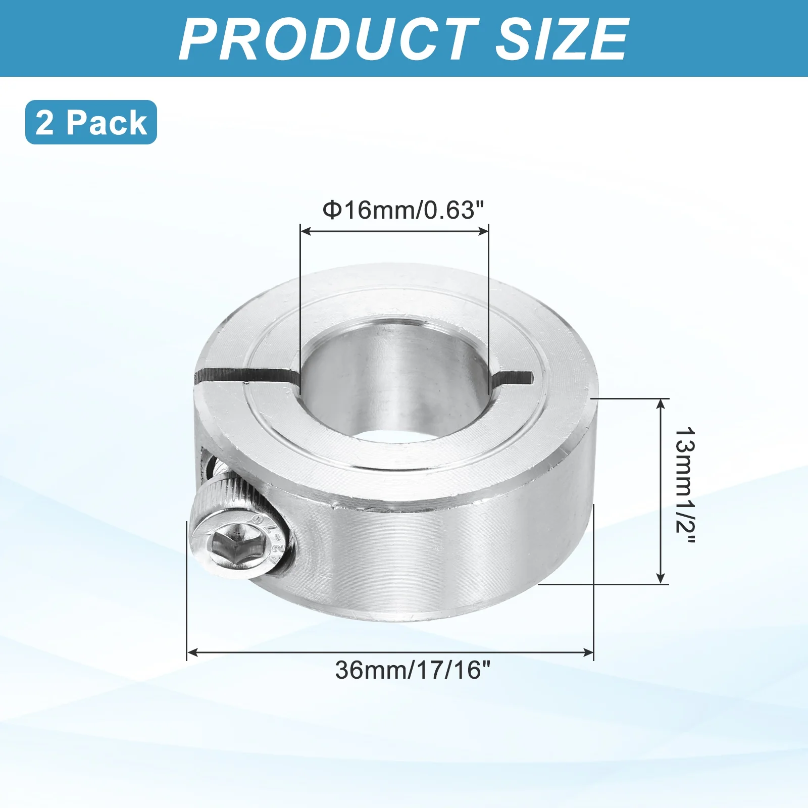 2Pcs Shaft Collar 16mm Single Split 304 Stainless Steel Clamping Shaft Collars - Image 2