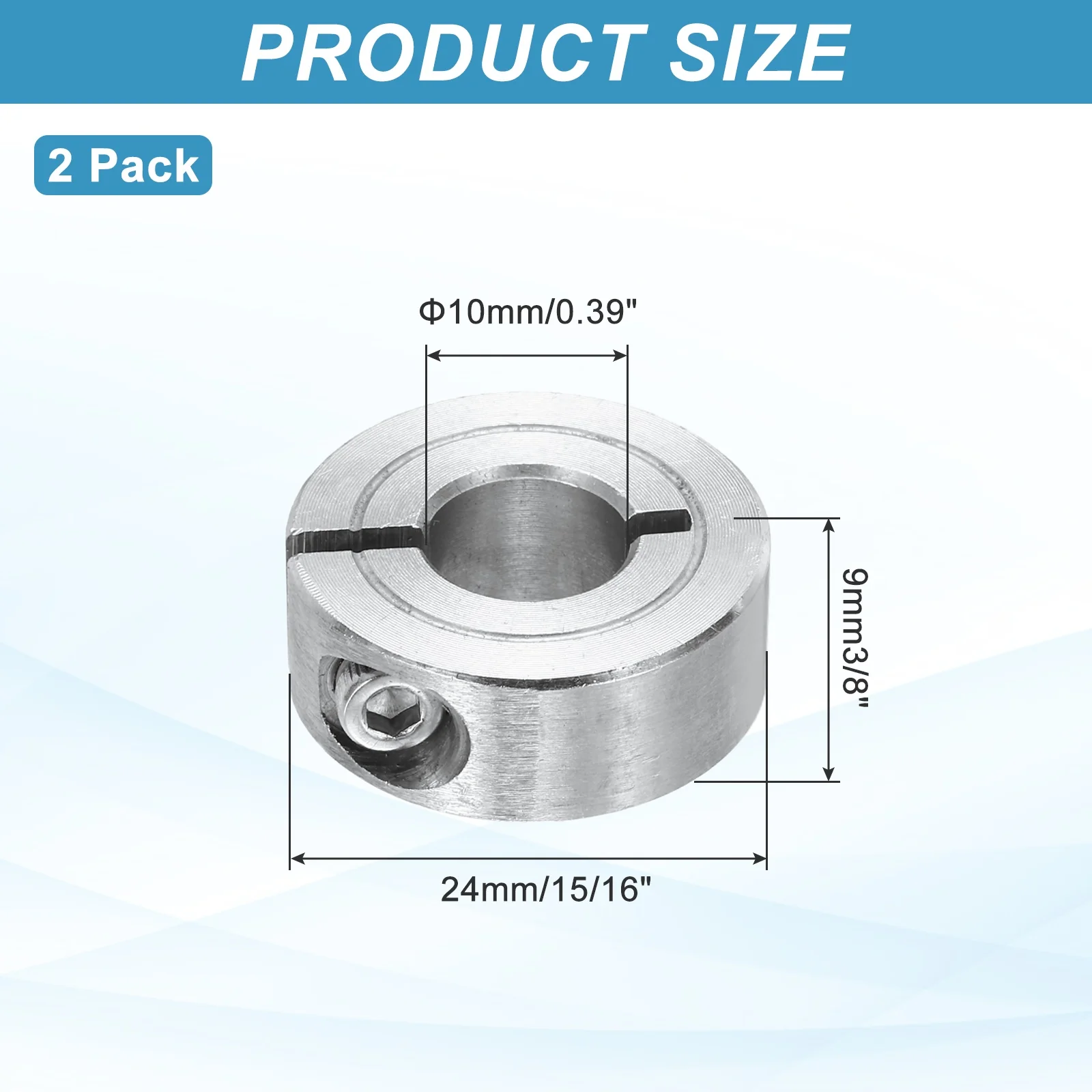 2Pcs Shaft Collar 10mm Single Split 304 Stainless Steel Clamping Shaft Collars - Image 2