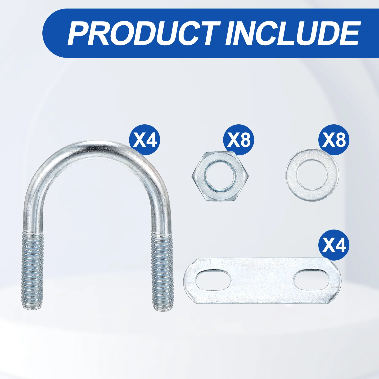 U Bolts, Round U Bolt Kits with Accessories for Construction, Pipe, Trailer, Automotive, Leaf Spring Fastener - Image 123