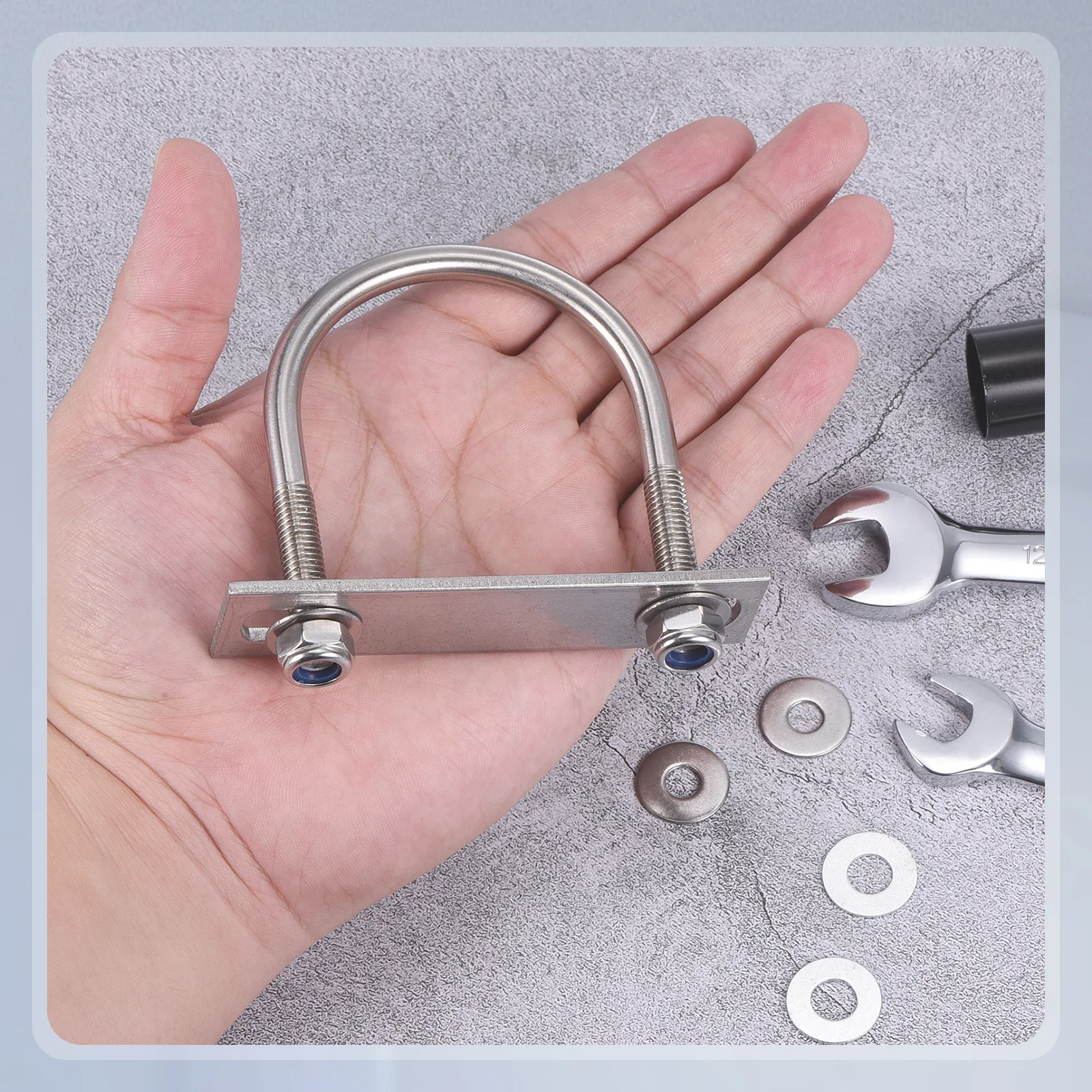 U Bolts Round U Bolt Kits with Nylon Lock Nut Washers Plates for Construction, Pipe, Trailer, Automotive, Leaf Spring Fastener - Image 29