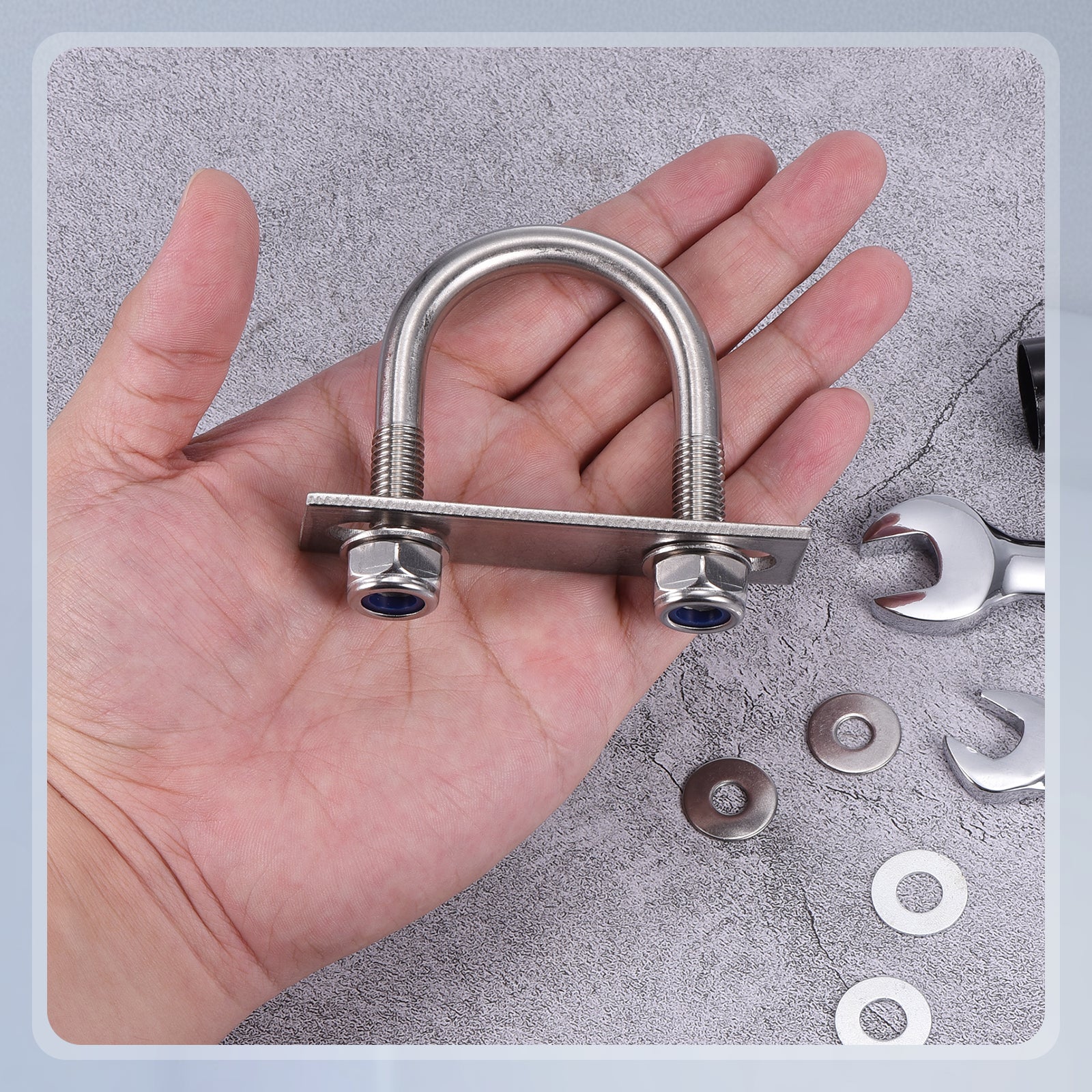 U Bolts Round U Bolt Kits with Nylon Lock Nut Washers Plates for Construction, Pipe, Trailer, Automotive, Leaf Spring Fastener - Image 53