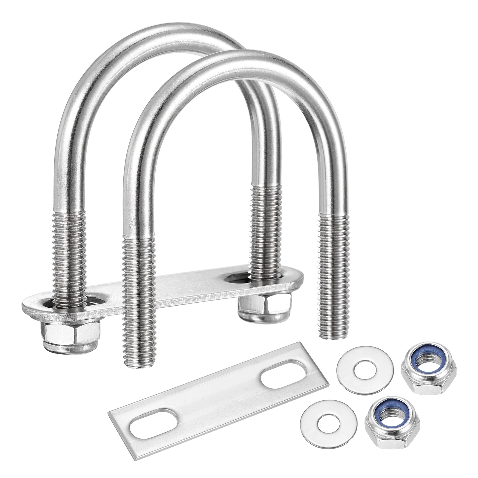 U Bolts Round U Bolt Kits with Nylon Lock Nut Washers Plates for Construction, Pipe, Trailer, Automotive, Leaf Spring Fastener - Image 7