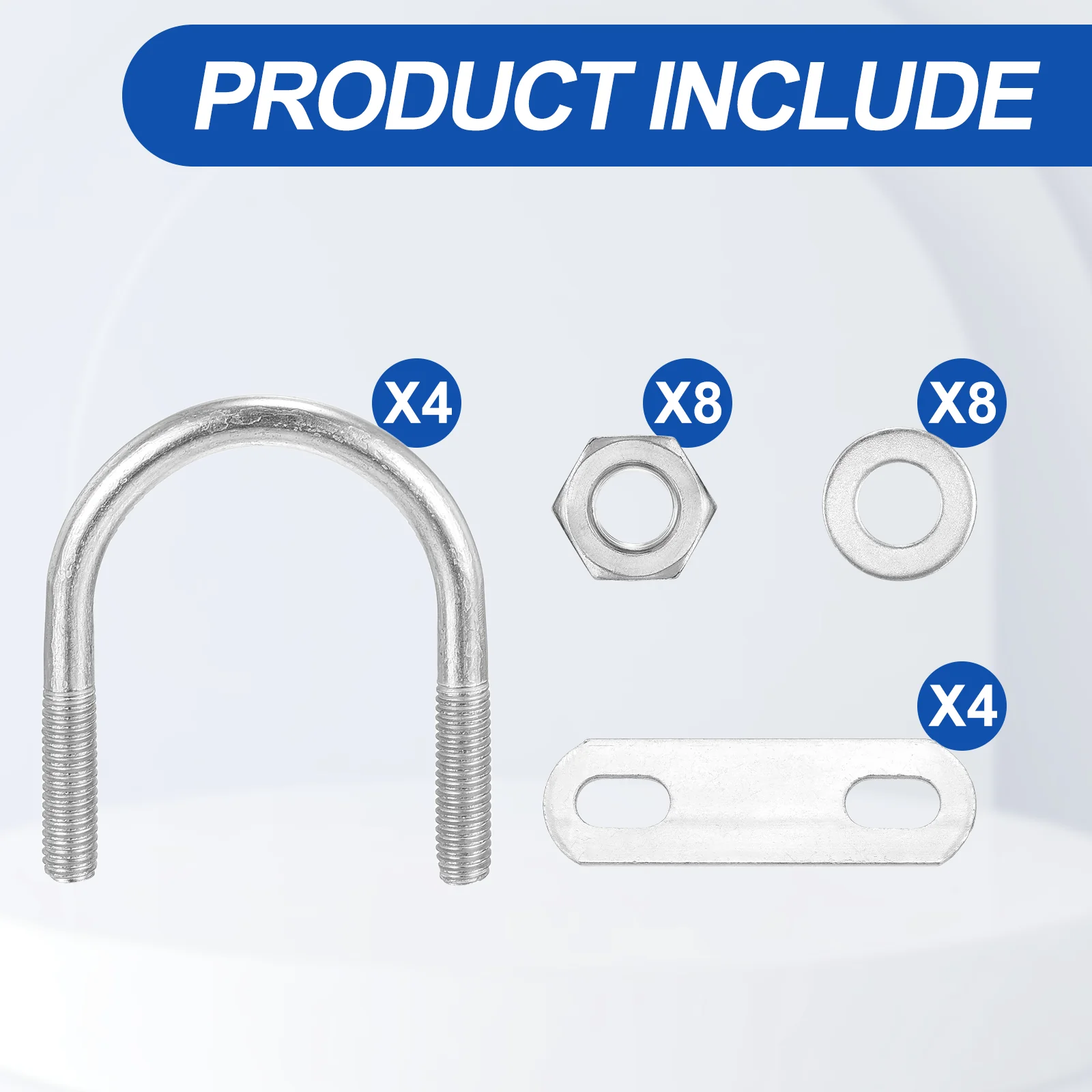 U Bolts, Round U Bolt Kits with Accessories - for Construction, Pipe, Trailer, Automotive, Leaf Spring Fastener - Image 111