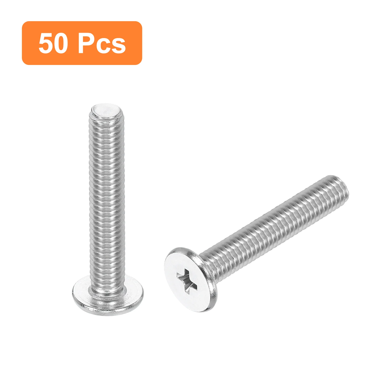 Uxcell M6-1 x 35mm 50Pcs Metal Flat Round Head Screws Phillips Drive Machine Bolt - Image 3