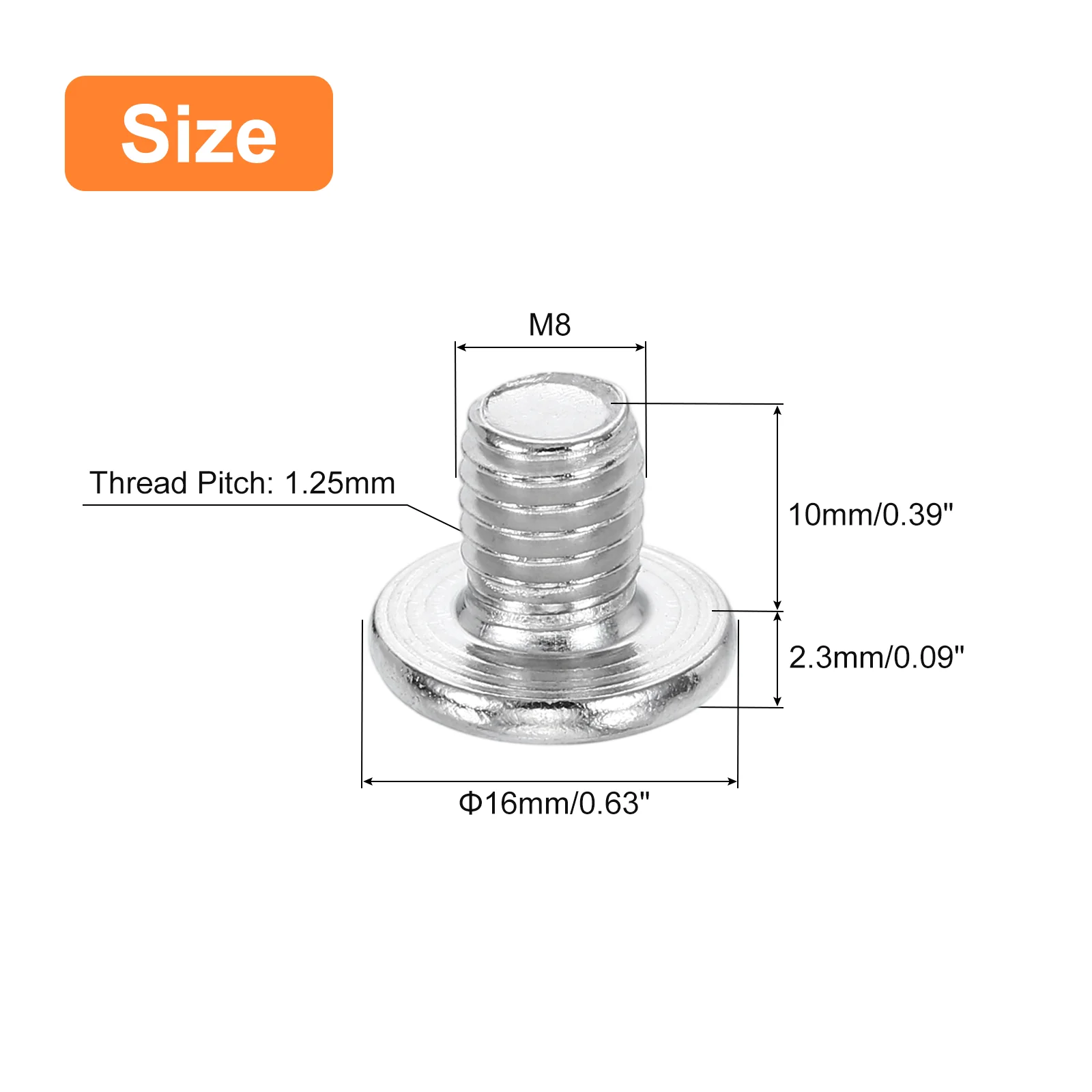 Uxcell M8-1.25 x 10mm 50Pcs Metal Flat Round Head Screws Phillips Drive Machine Bolt - Image 2