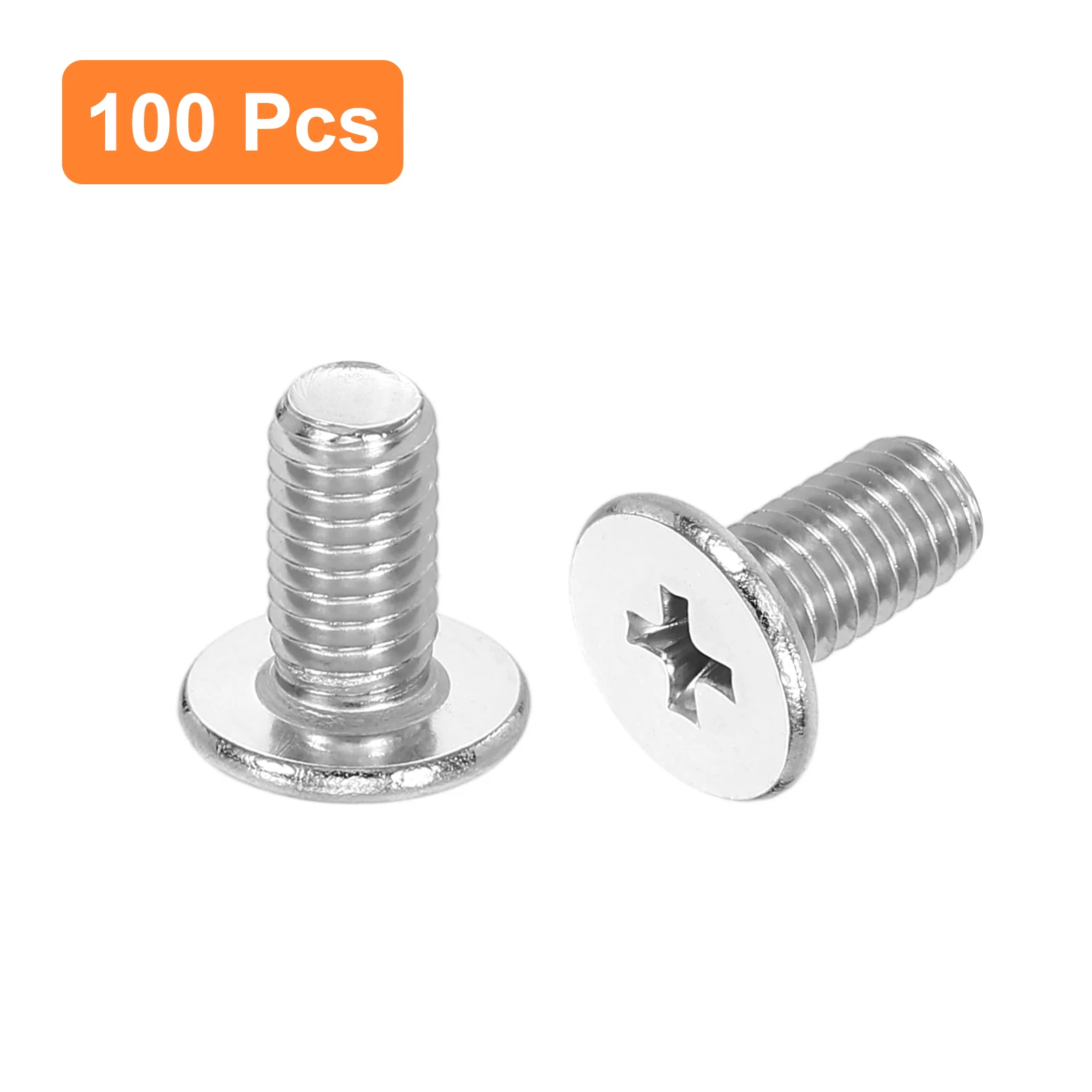 Uxcell M6-1 x 12mm 100Pcs Metal Flat Round Head Screws Phillips Drive Machine Bolt - Image 3