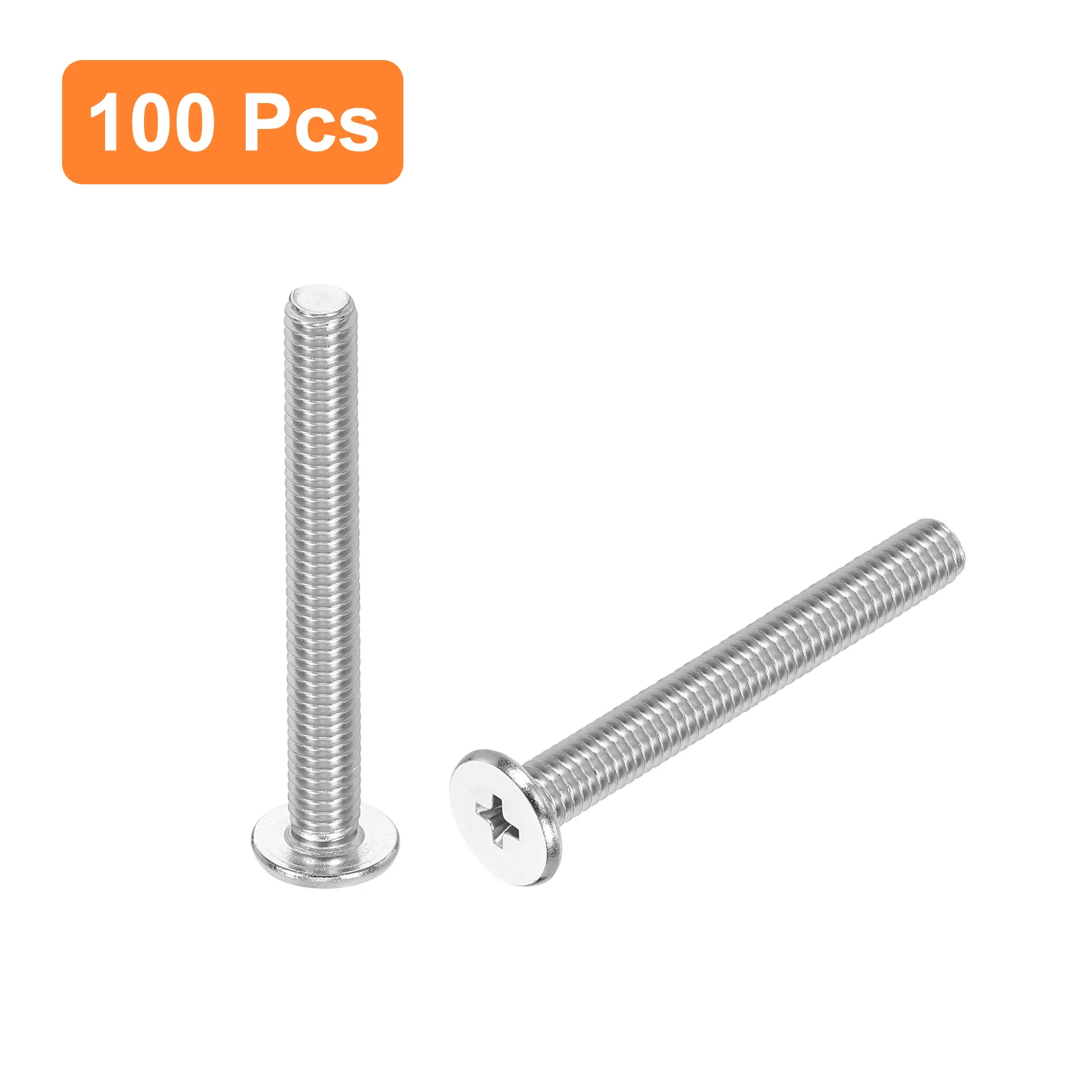 Uxcell M6-1 x 50mm 100Pcs Metal Flat Round Head Screws Phillips Drive Machine Bolt - Image 3