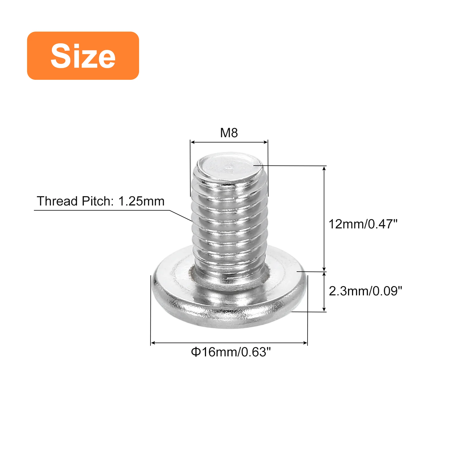 Uxcell M8-1.25 x 12mm 20Pcs Metal Flat Round Head Screws Phillips Drive Machine Bolt - Image 2