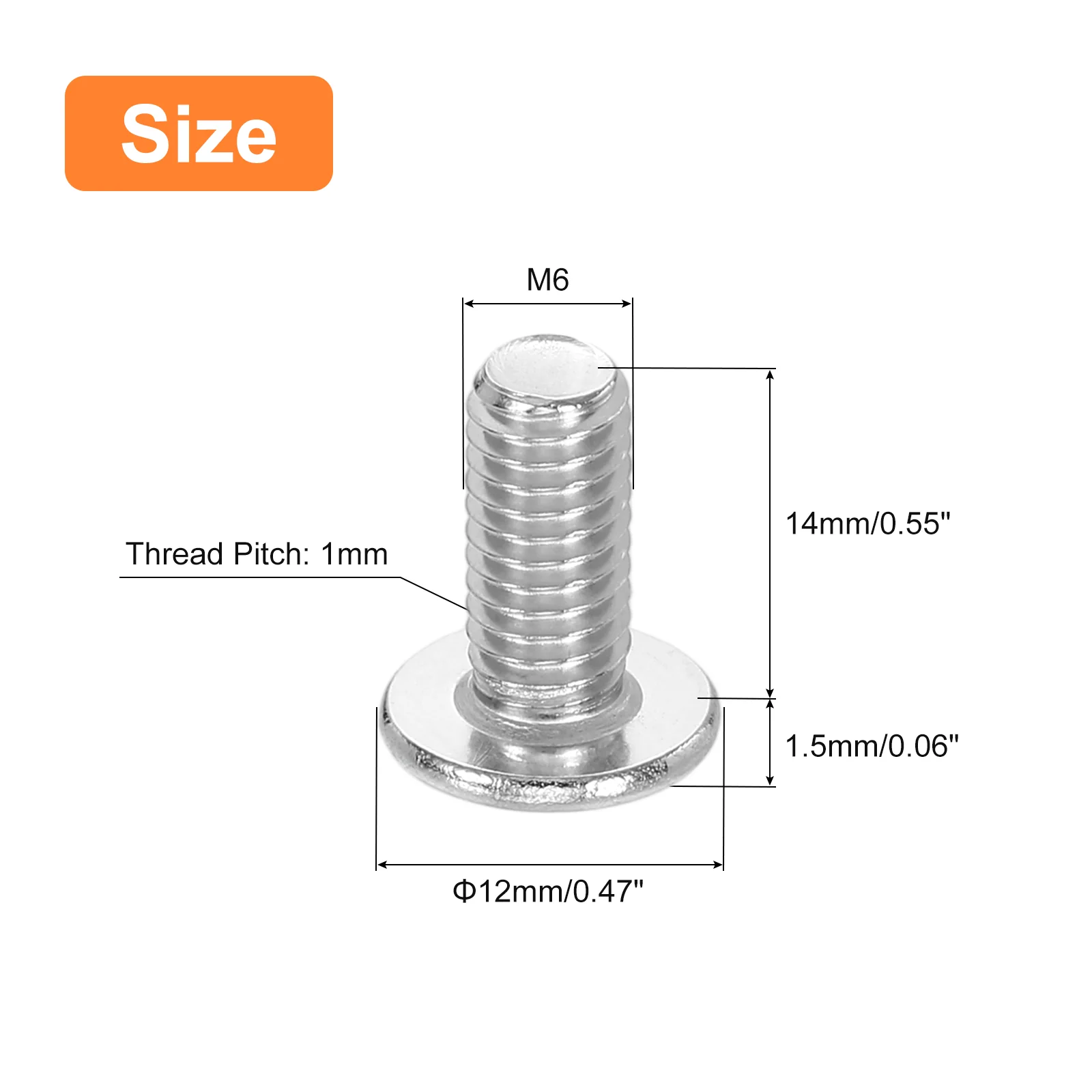 Uxcell M6-1 x 14mm 50Pcs Metal Flat Round Head Screws Phillips Drive Machine Bolt - Image 2