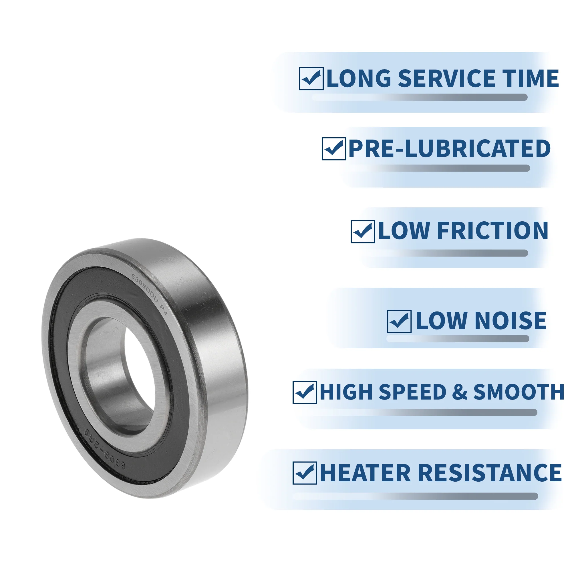 6309DDU Deep Groove Ball Bearings 45x100x25mm 1 Pcs Silver Tone - Image 5