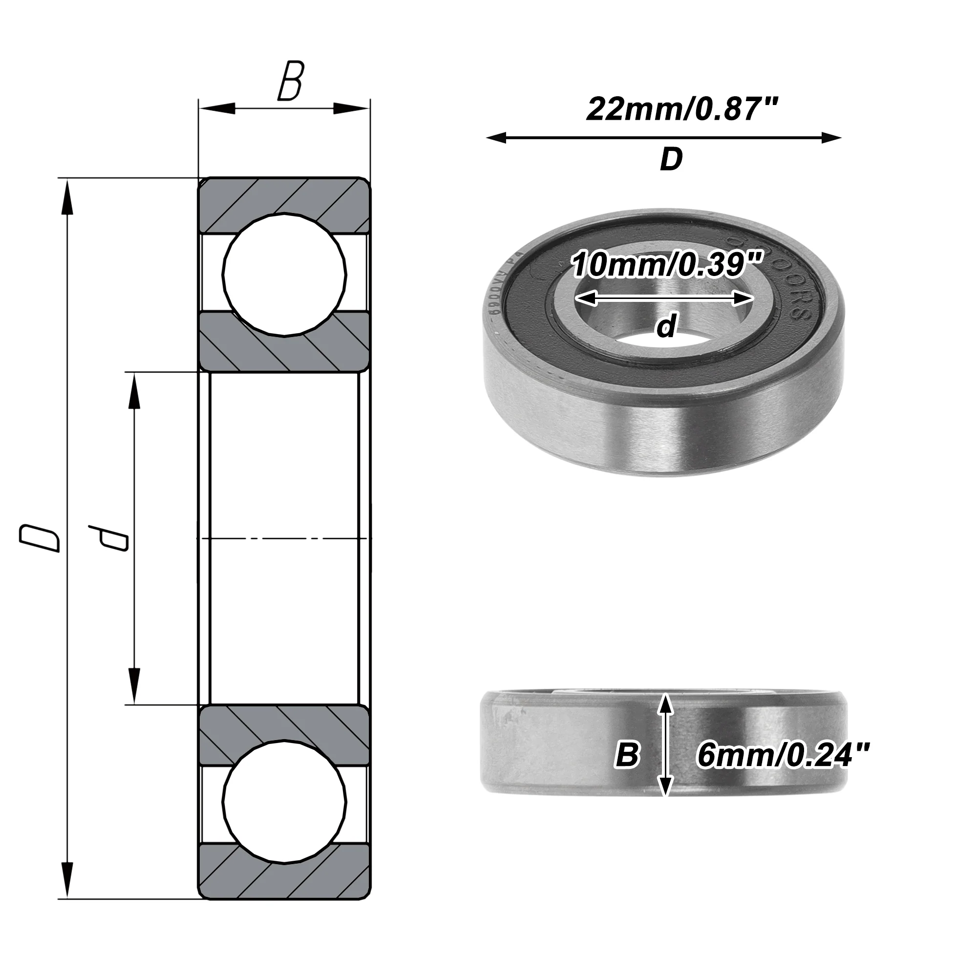 6900VV Deep Groove Ball Bearings 10x22x6mm 1 Pcs - Image 4