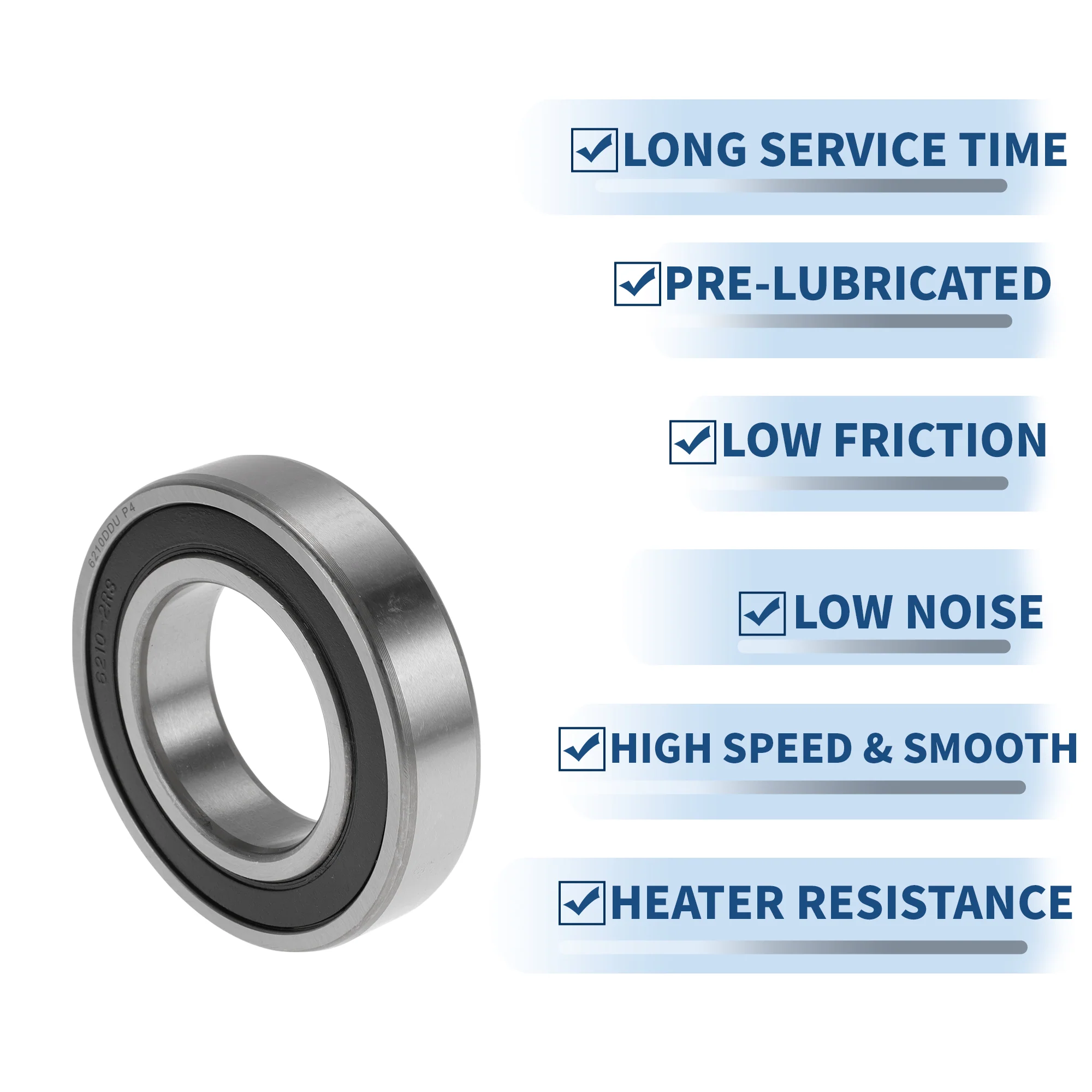 6210DDU Deep Groove Ball Bearings 50x90x20mm 1 Pcs Silver Tone - Image 5