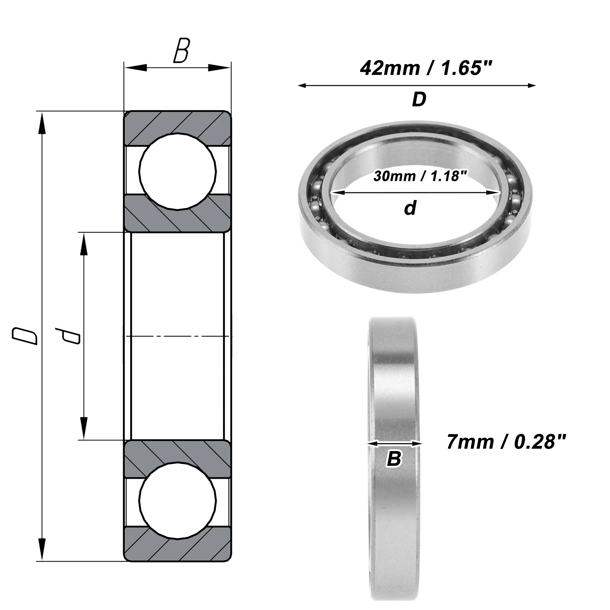 6806 Deep Groove Ball Bearings 30x42x7mm 1Pc Scooter Skateboard Wheel - Image 4