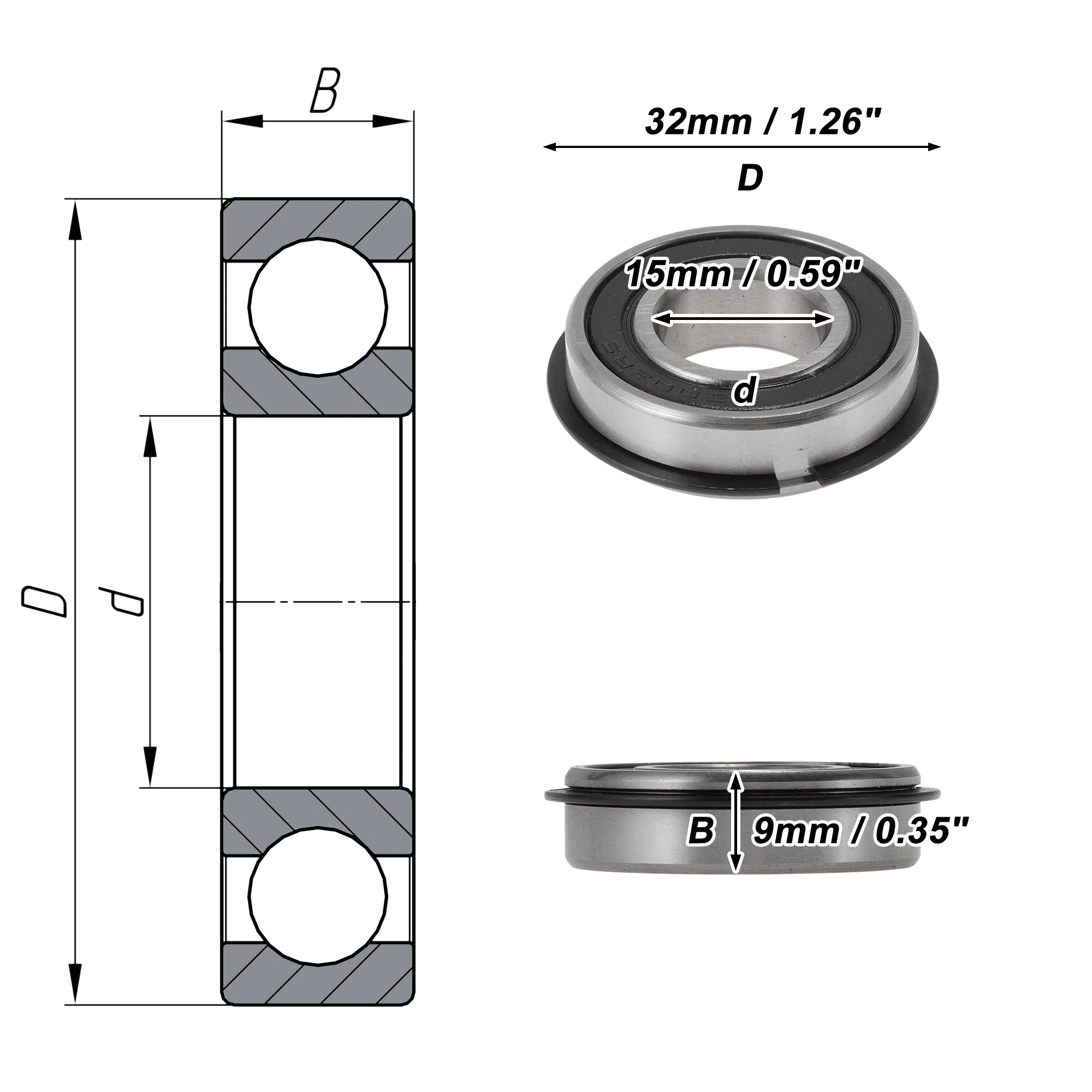6002NR2RS Deep Groove Ball Bearings 15x32x9mm Scooter Skateboard Wheel - Image 4